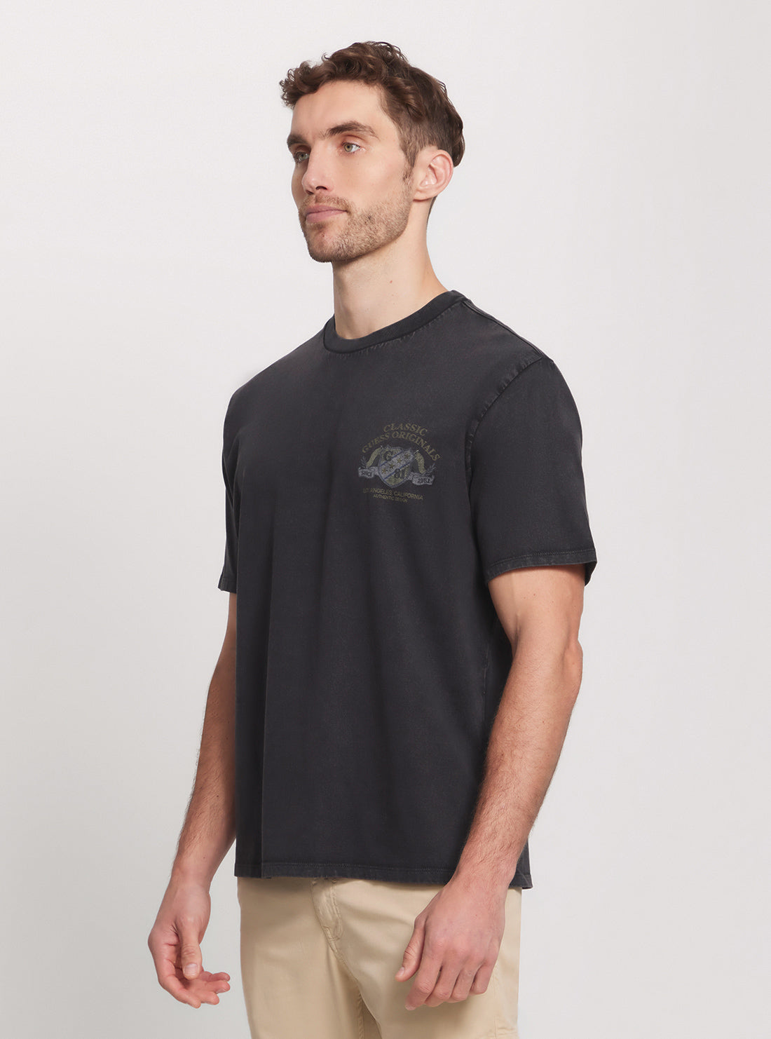 Guess Originals Black Letterman T-Shirt for Men - Vintage Style Cotton Tee - Casual Wear & Street Fashion Outfit