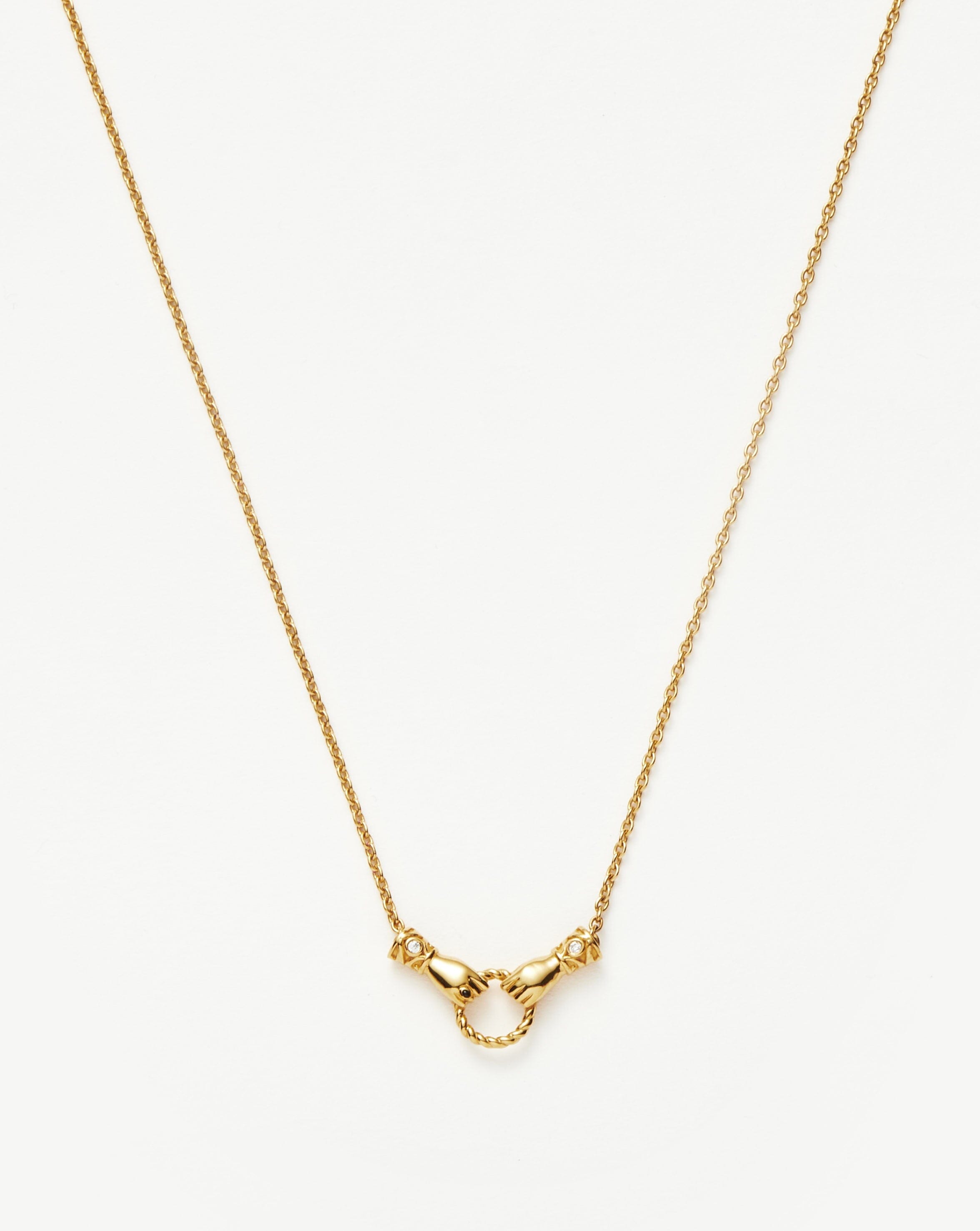 Harris Reed In Good Hands Mini Pendant Slider Necklace - 18k Gold Plated Cubic Zirconia & Black Onyx Jewelry for Women | Elegant Layering Necklace for Everyday Wear, Date Nights & Special Occasions