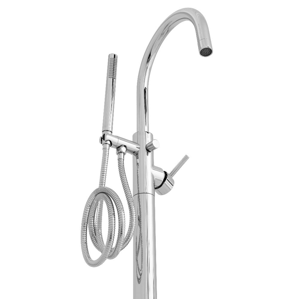 ZLINE Emerald Bay Bathtub Filler with Hand Shower in Chrome - High Arc Roman Tub Faucet with Diverter Valve for Spa-Like Bathing Experience (EMBY BTF CH)