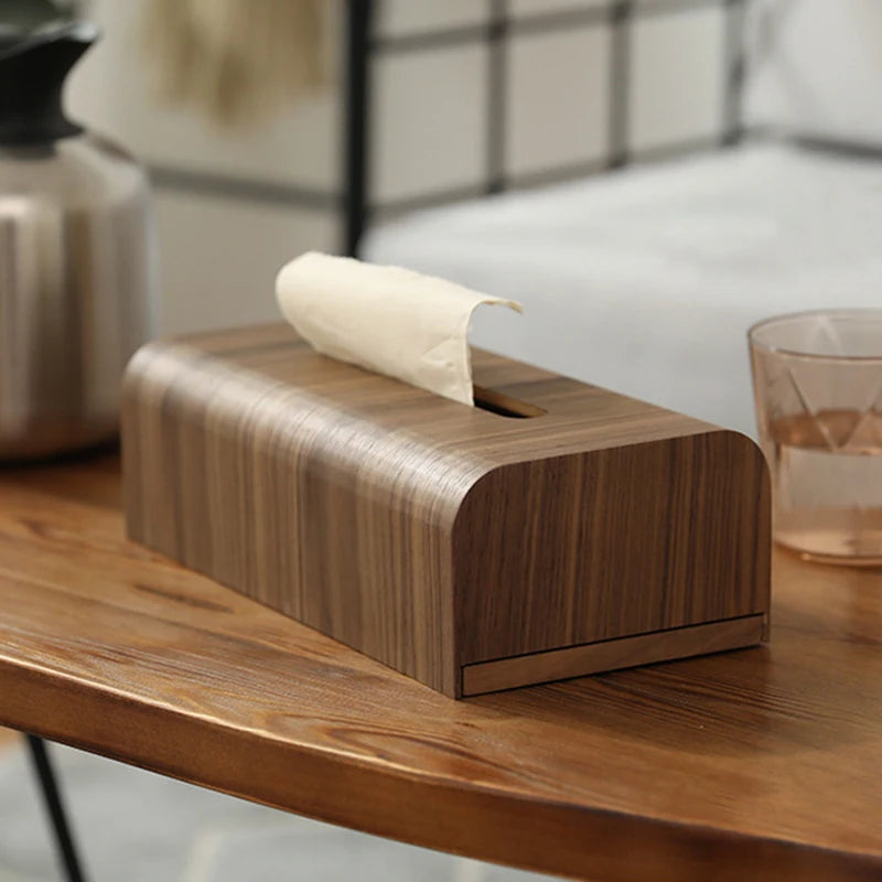 Premium Walnut Wood Tissue Box Holder - Handcrafted Solid Wood Home Decor for Living Room, Bedroom & Bathroom - Elegant & Functional Tissue Paper Dispenser for Home & Office Use