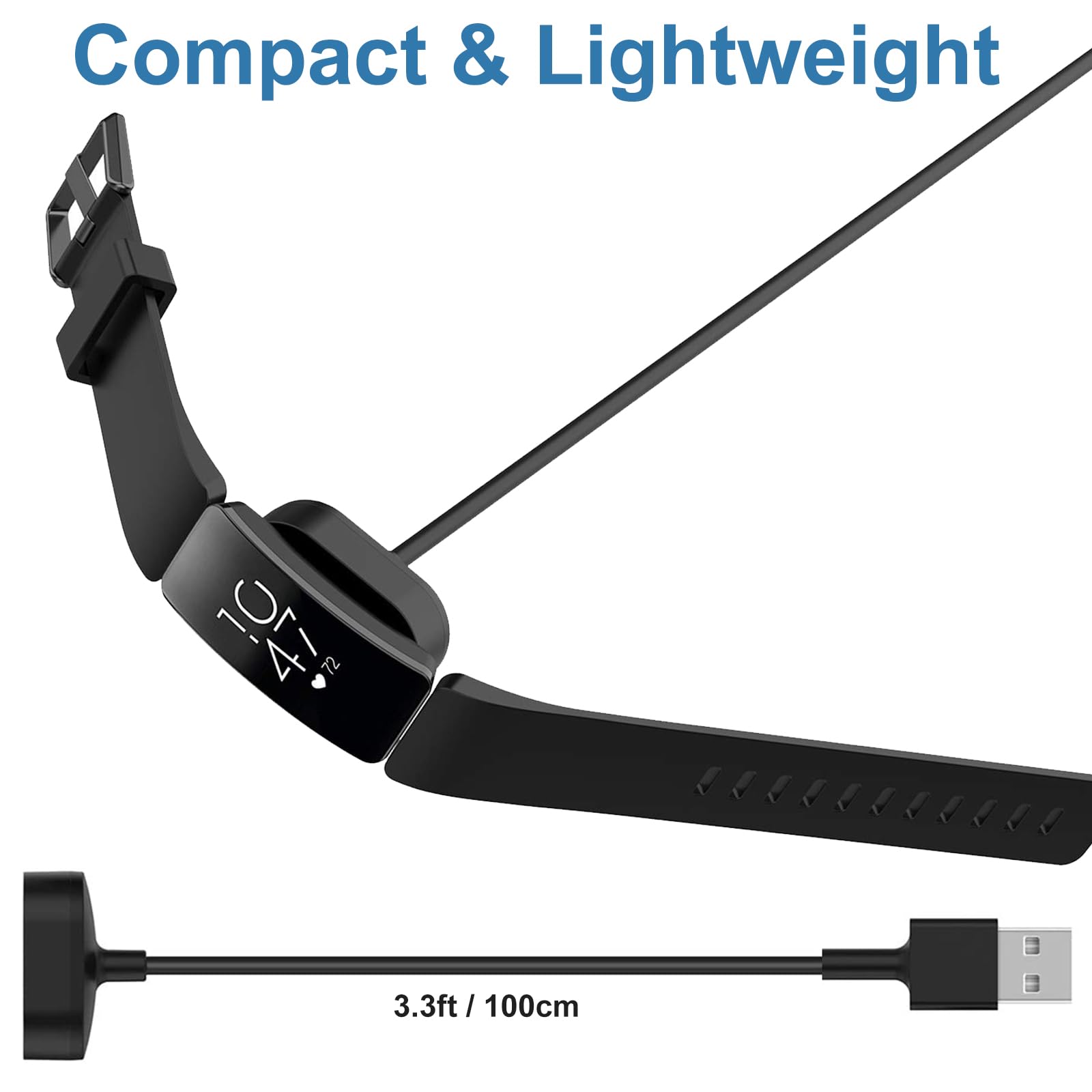 Original Fitbit Inspire & Inspire HR Replacement Charger - USB Charging Cable Compatible with Fitbit Inspire/Inspire HR Fitness Trackers (Black) - Perfect for Home, Gym & Travel Use