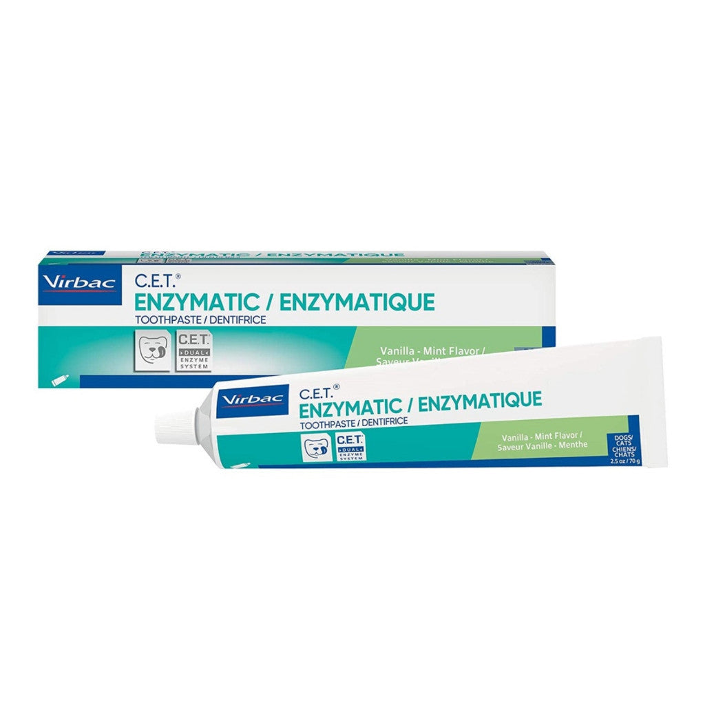 Virbac C.E.T Enzymatic Dog Toothpaste 70g - Beef, Poultry, Malt, Vanilla & Mint Flavors - Dual Enzyme Formula Reduces Plaque & Freshens Breath - Ideal for Daily Oral Care & Dental Hygiene for Dogs