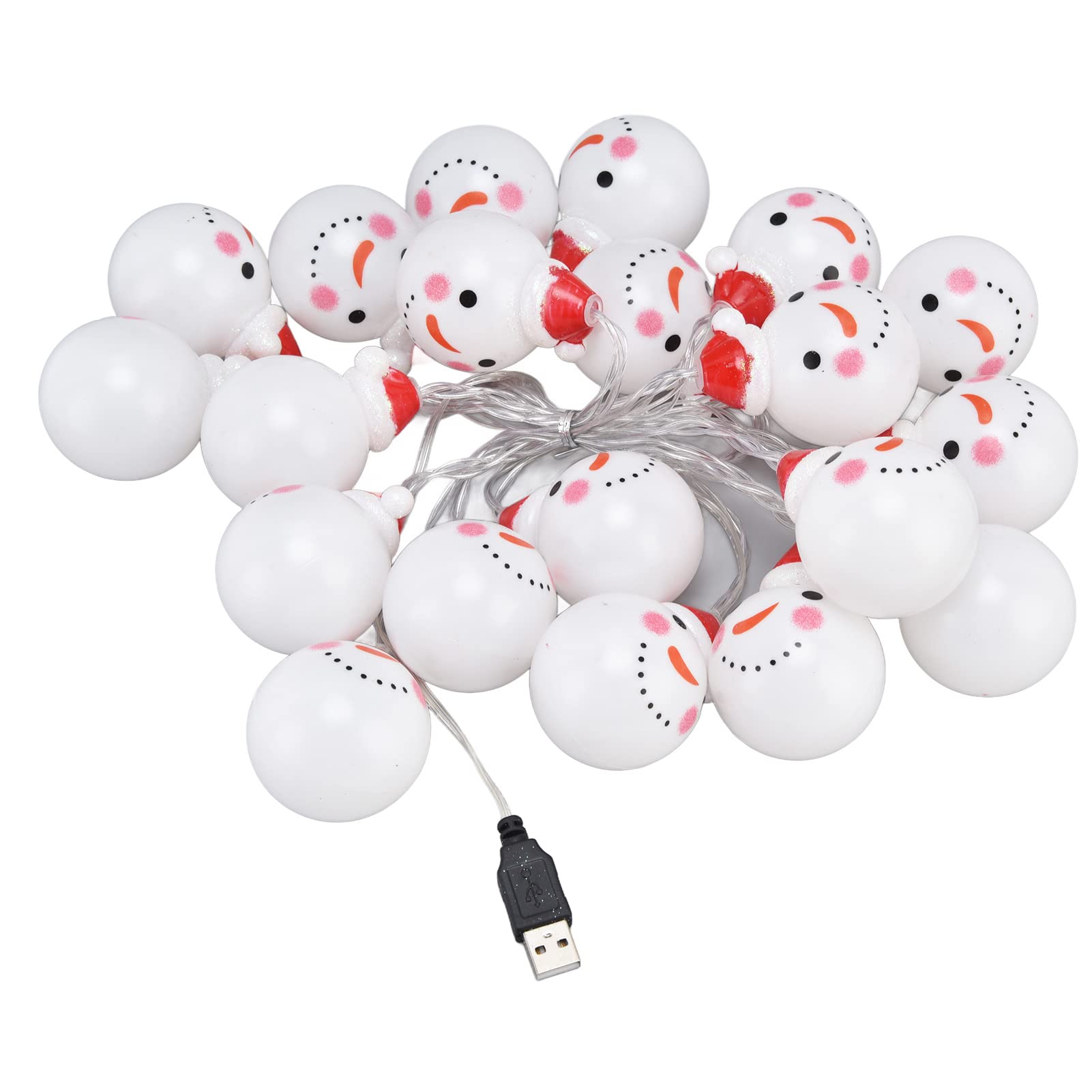 20 LED Snowman String Lights - USB Powered Colorful Christmas Decorations for Indoor & Outdoor Use - Perfect for Gardens, Courtyards, and Holiday Party Decor