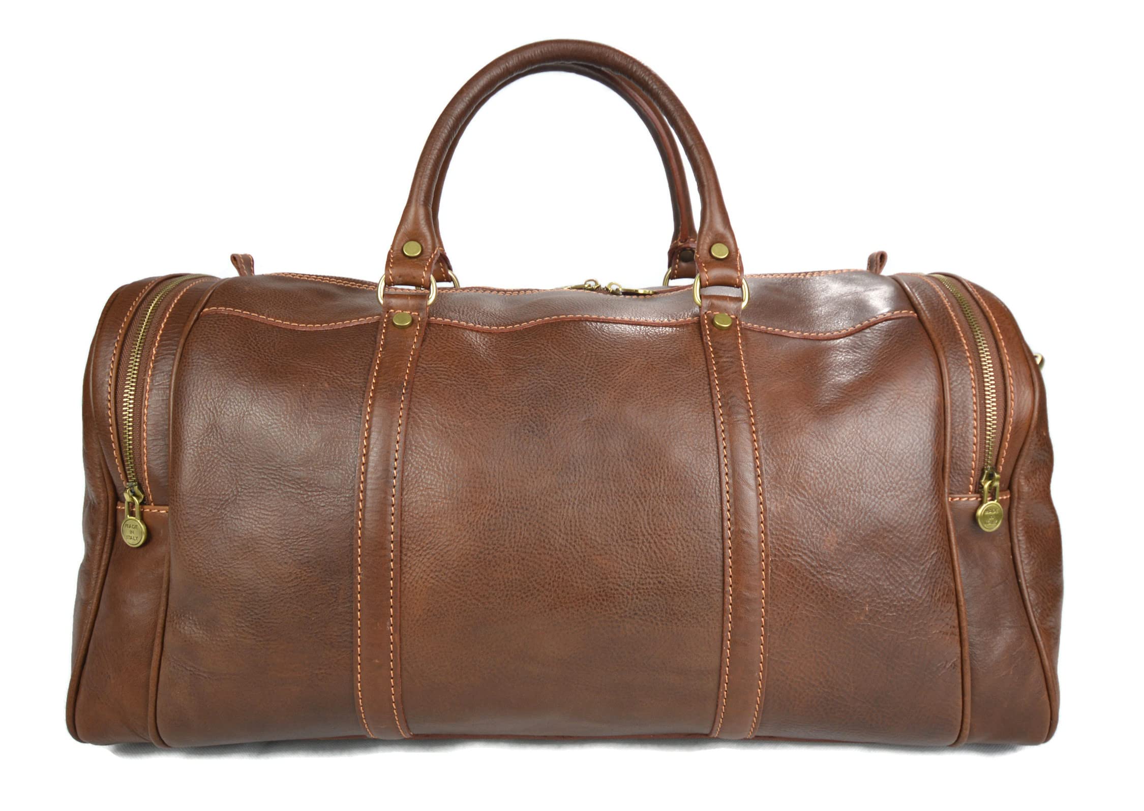 Premium Leather Duffle Bag for Travel - Weekender Carry On Luggage Overnight Bag (Matt Brown) - Ideal for Business Trips, Gym, Weekend Getaways & Outdoor Adventures