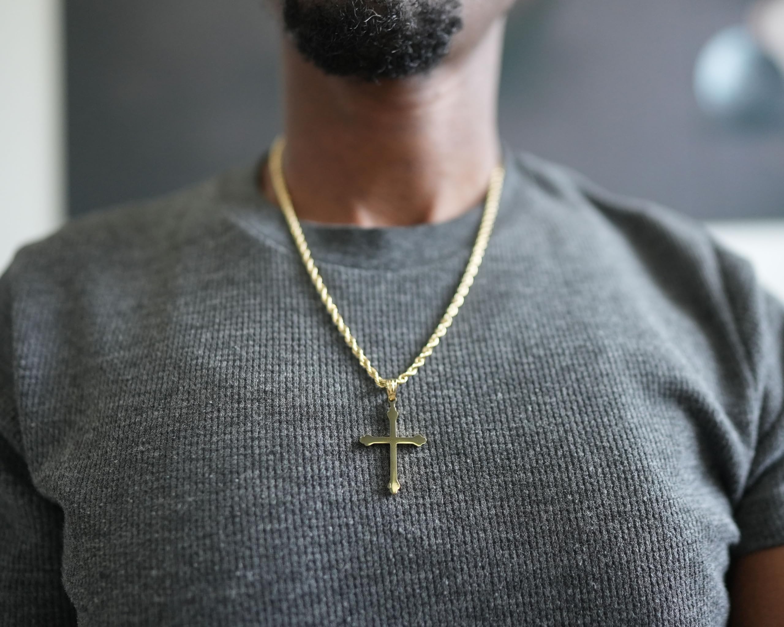 18K Gold Cross Necklace for Men & Women - Baptism Gift Jewelry for Daily Wear & Special Occasions