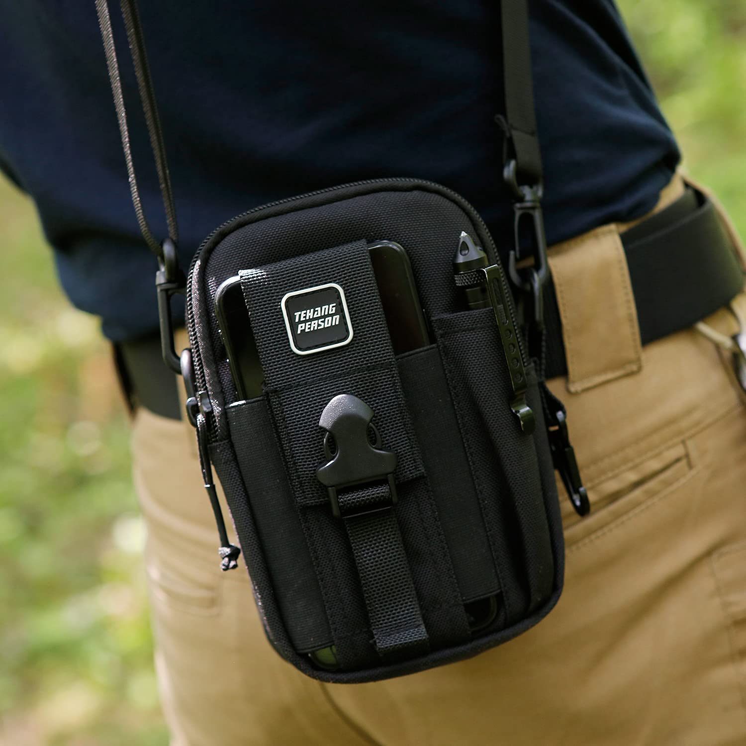 Tactical MOLLE EDC Utility Pouch - Compact Multipurpose Waist Bag with Phone Holster & Adjustable Strap (Black) - Perfect for Outdoor, Hiking, Camping & Everyday Carry