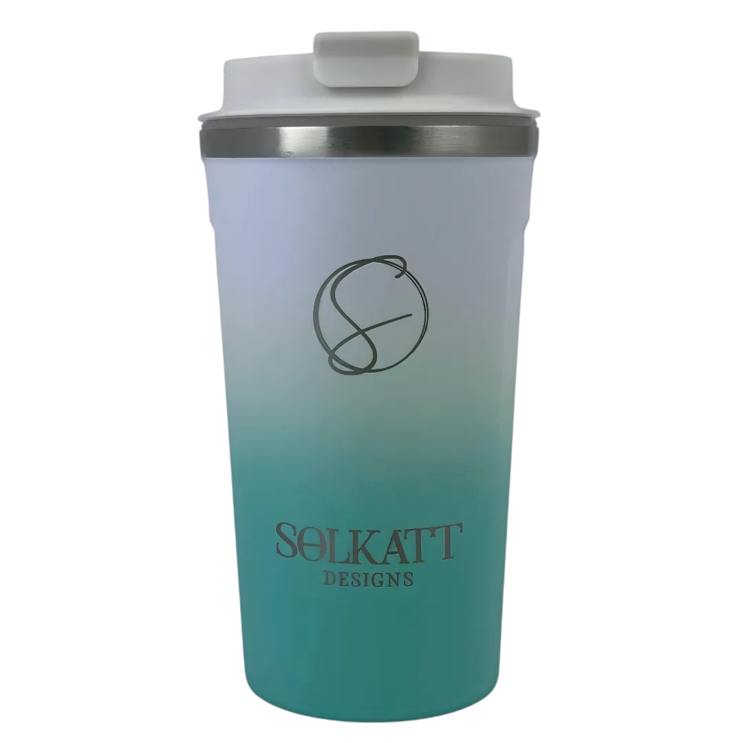 Ocean Aqua Insulated Travel Coffee Cup - 500ml Stainless Steel Vacuum Flask for Hot & Cold Drinks - Perfect for Commuting, Camping & Office Use