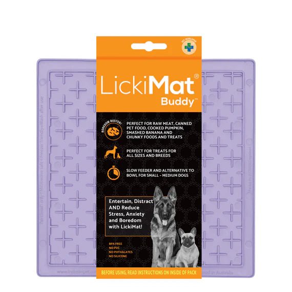 LickiMat Slow Feeder Dog Bowl - Pastel Buddy Pet Licking Mat (4 Colors) for Anxiety Relief, Mealtime Enrichment & Grooming Sessions