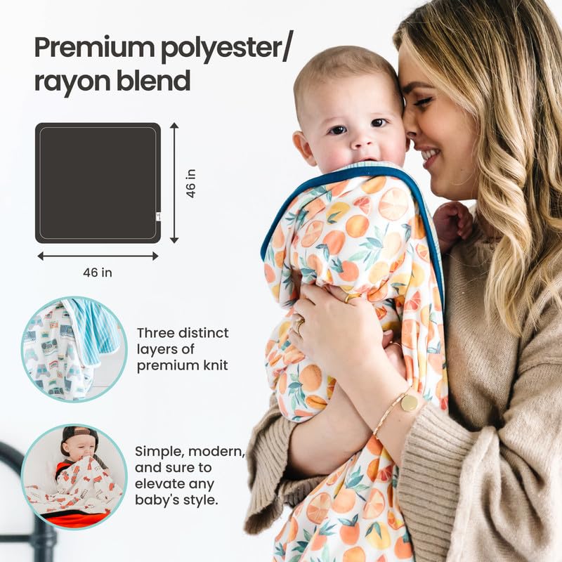Jo Three-Layer Baby Quilt - Ultra Soft & Breathable Toddler Blanket for Boys & Girls | Premium 46x46 Polyester/Rayon Newborn Blanket | Perfect for Nursery, Stroller & Crib Comfort