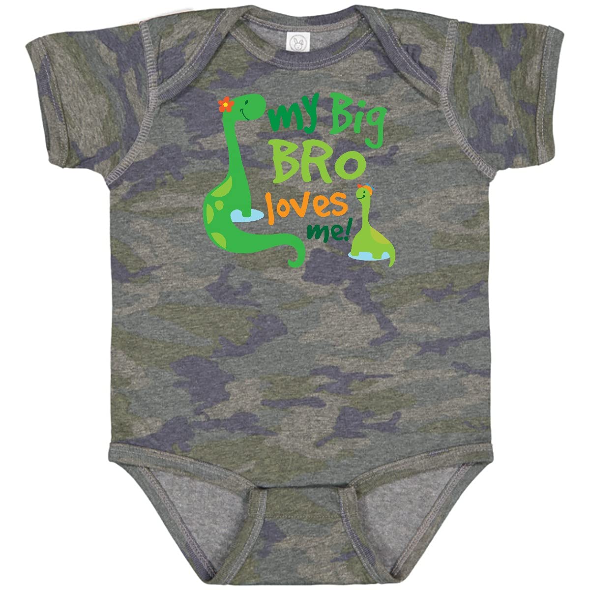 Inktastic My Big Bro Loves Me Dinosaur Brother Baby Bodysuit - Cute Dinosaur Graphic Onesie for Newborn & Infant Boys - Perfect Sibling Matching Outfit for Family Photos & Special Occasions