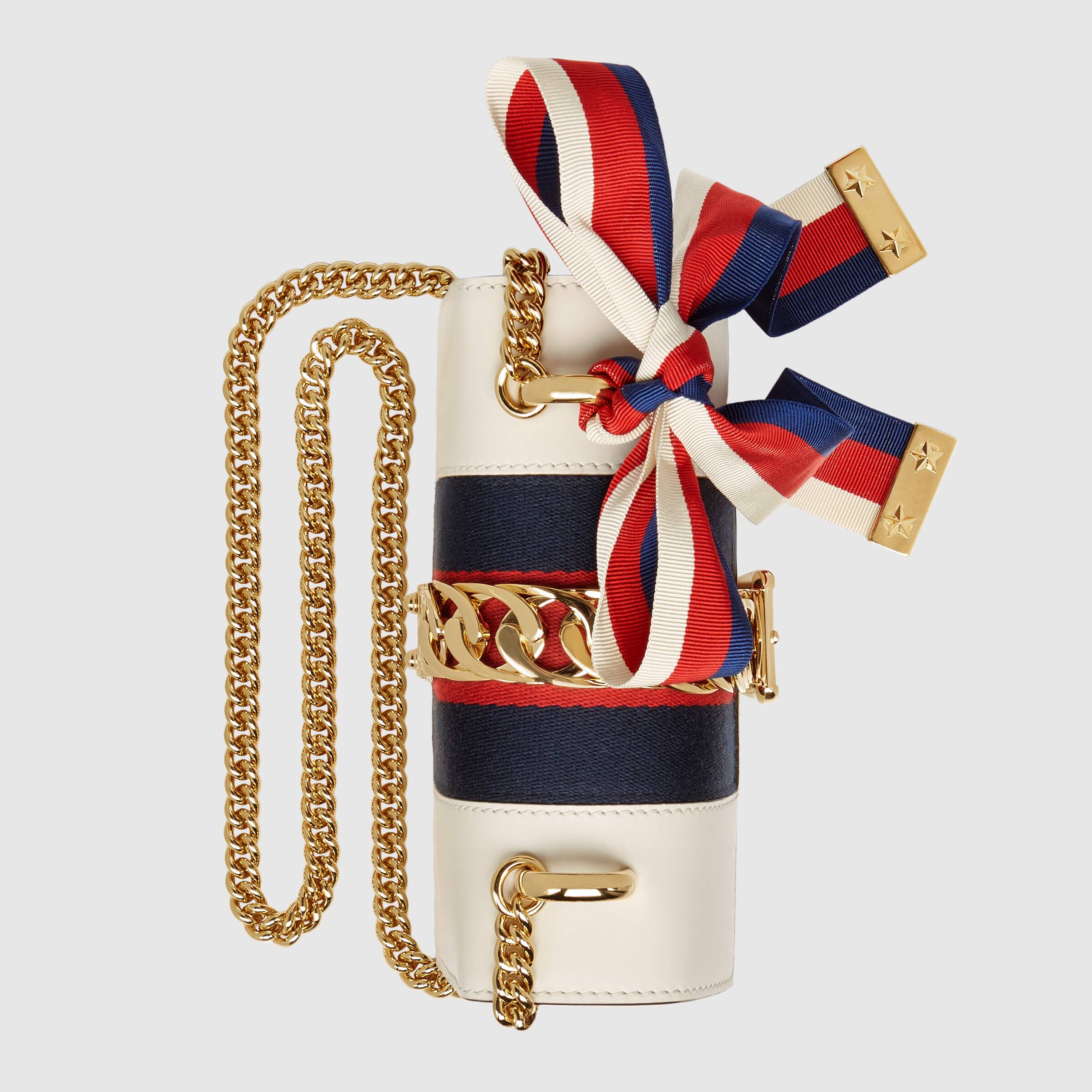 Gucci Sylvie Leather Mini Chain Bag for Women - White Luxury Crossbody Purse | Perfect for Parties, Dates & Evening Events