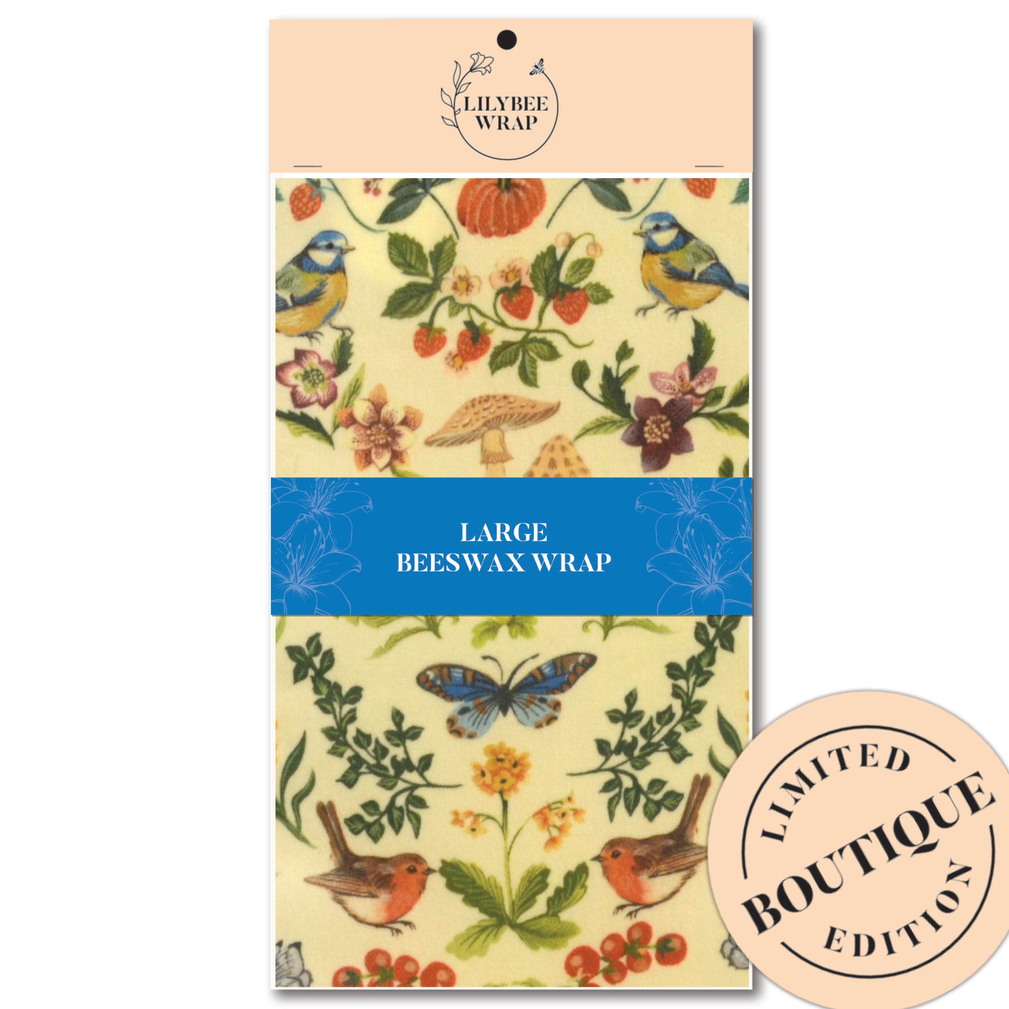 Organic Large Beeswax Food Wrap - Reusable Eco-Friendly Beeswax Coated Cotton for Food Storage | Perfect for Sandwiches, Cheese, Fruits & Veggies