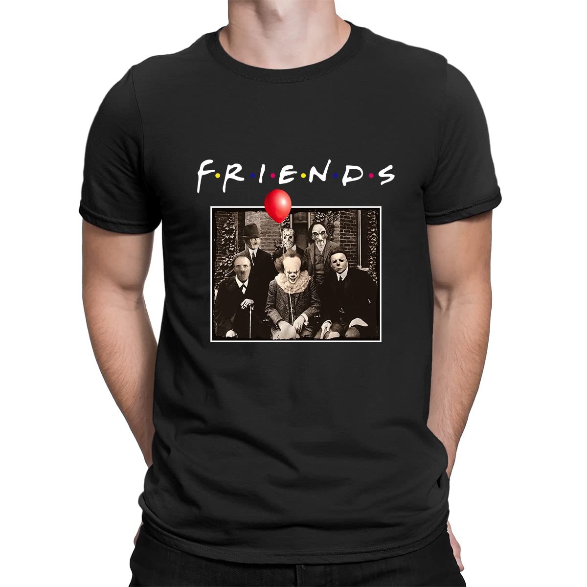 Friends Horror Halloween T-Shirt - Michael Myers & Jason Scary Movie Gift Tee for Women & Men - Perfect for Halloween Parties, Cosplay & Horror Movie Nights