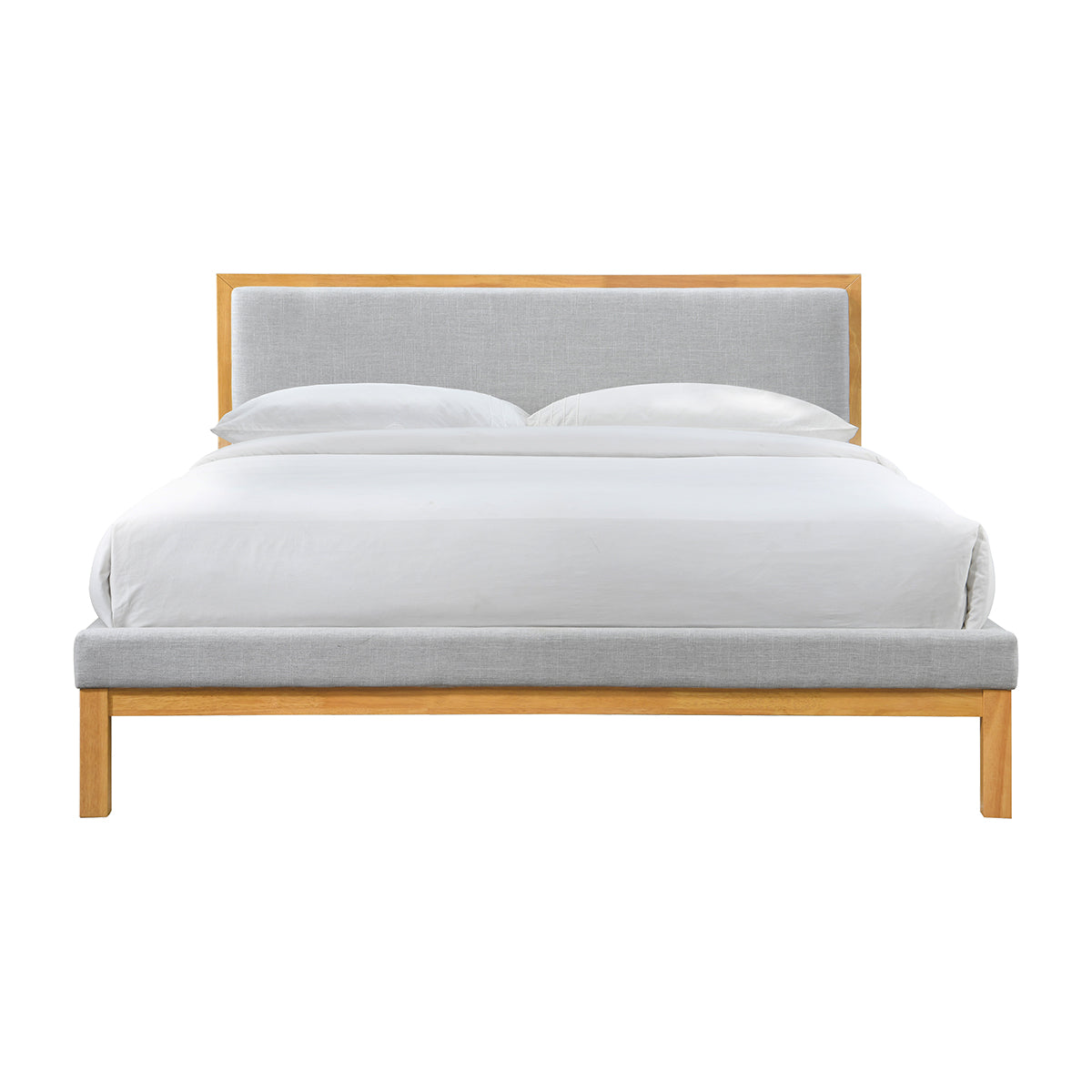 Amelia King Size Bed Frame - Solid Oak Wood, Light Grey Finish - Perfect for Master Bedroom, Guest Room & Modern Home Decor