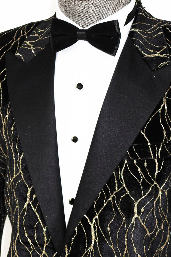 Custom Made Black and Gold Slim Jacket for Men & Women – Stylish & Elegant Fashion Outerwear for Parties, Weddings, and Special Occasions