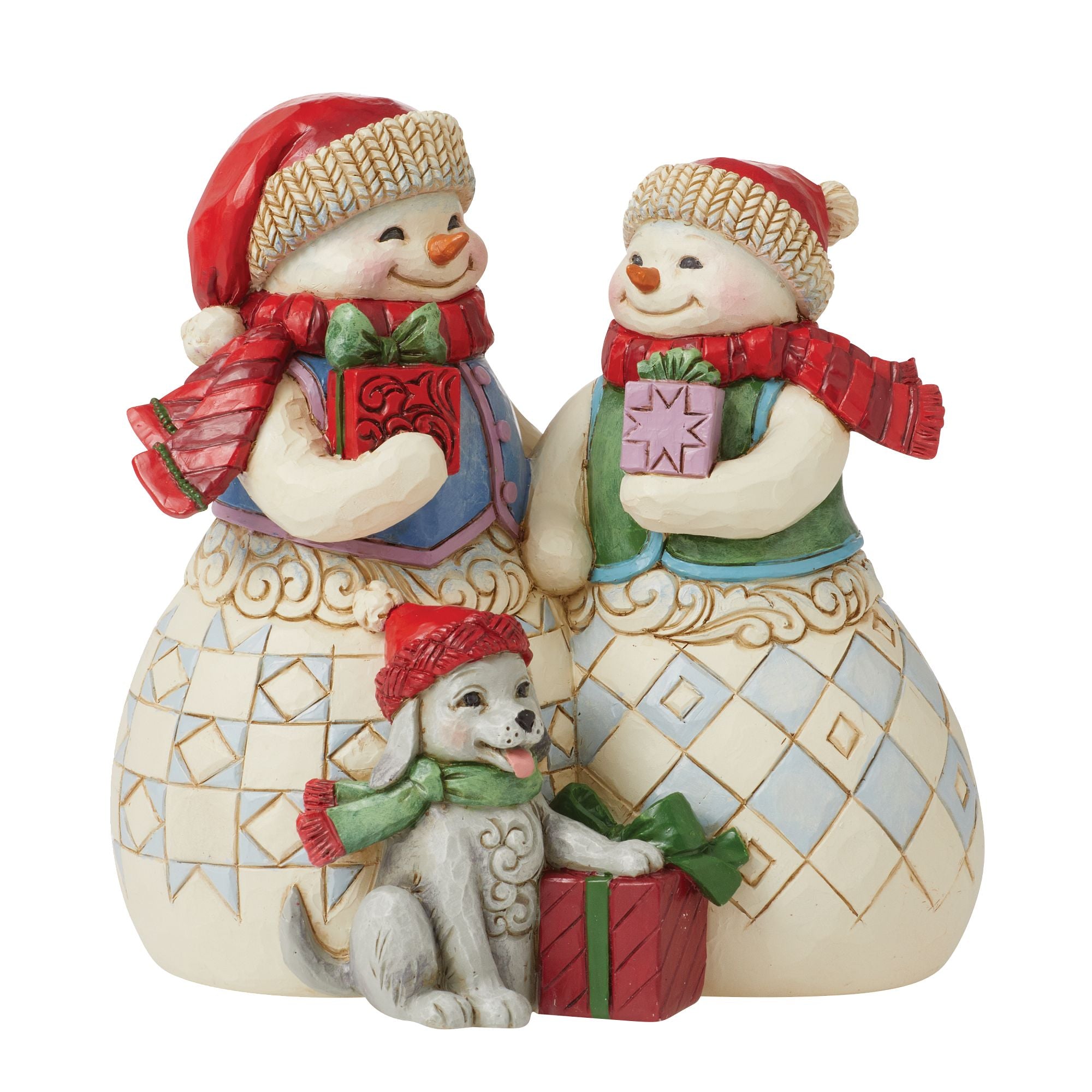Snow Couple with Puppy Figurine - Romantic Winter Decor for Couples - Perfect for Christmas, Valentine's Day & Home Decor