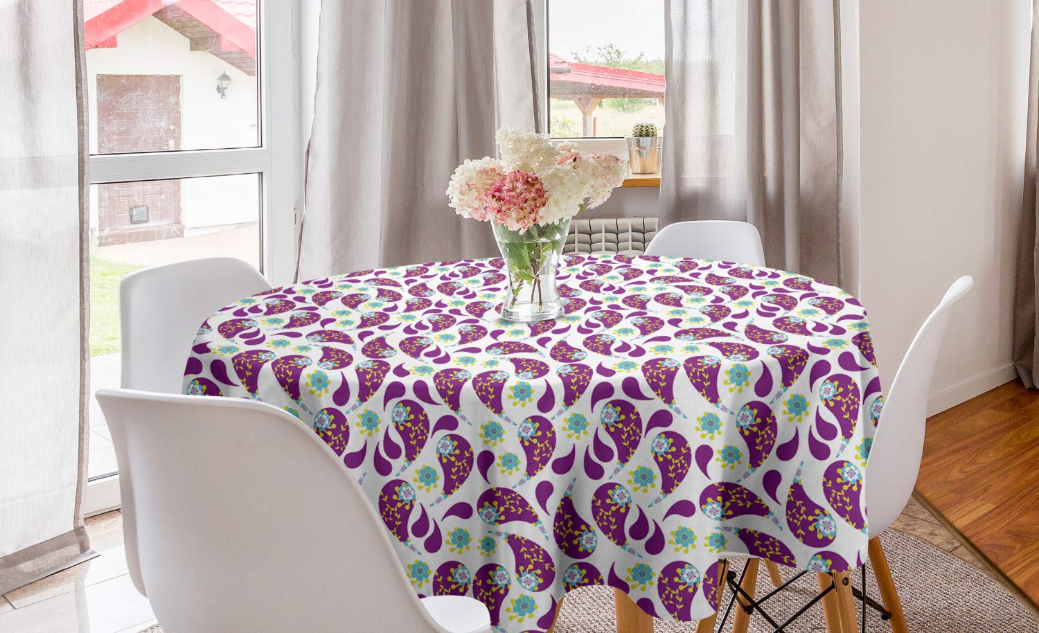 Ambesonne Paisley Round Tablecloth 60