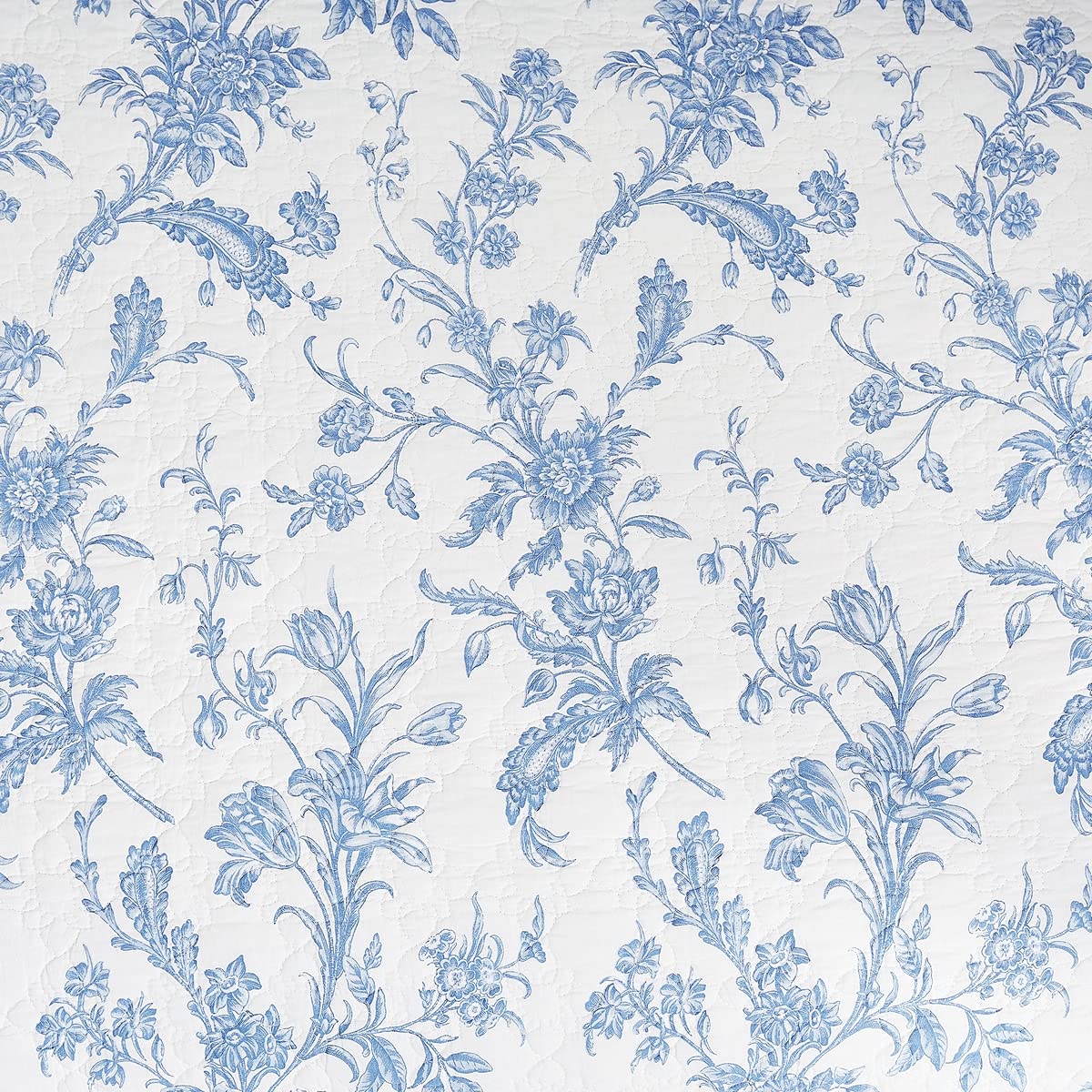C&F Home Bleighton Blue 2-Piece Twin Quilt Set - 100% Cotton Lightweight Reversible Bedspread Coverlet with Floral Print, Machine Washable - Perfect for Guest Rooms, Kids' Bedrooms & Cozy Home Decor