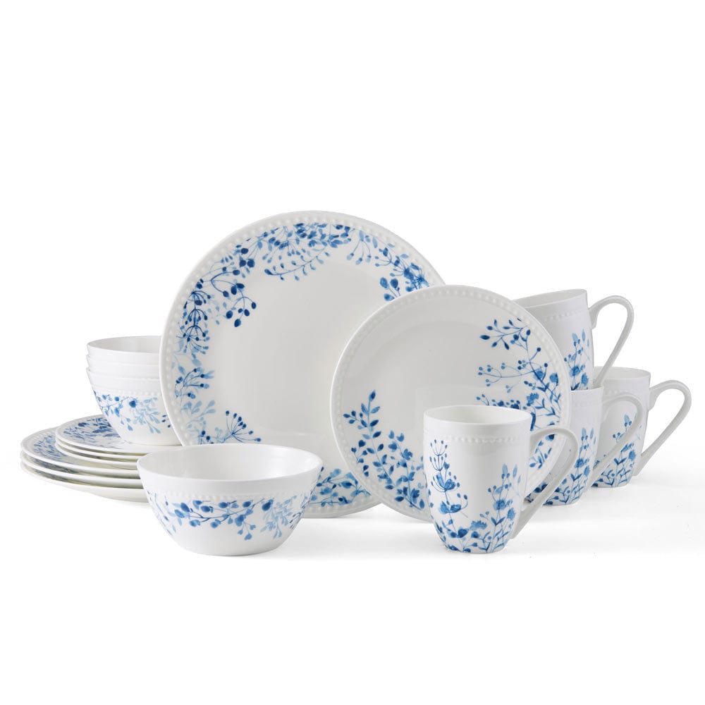Taryn 16-Piece Dinnerware Set - Service for 4 - Porcelain Dinner Plates, Salad Plates, Bowls & Mugs - Elegant Tableware for Everyday Dining, Dinner Parties & Family Gatherings