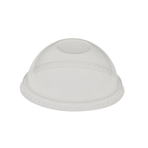 Solo LD28CH-0090 Clear Plastic Dome Lids with Hole - 500 Pack for Solo Paper Cold Cups - Perfect for Iced Coffee, Bubble Tea, and Smoothie Shops