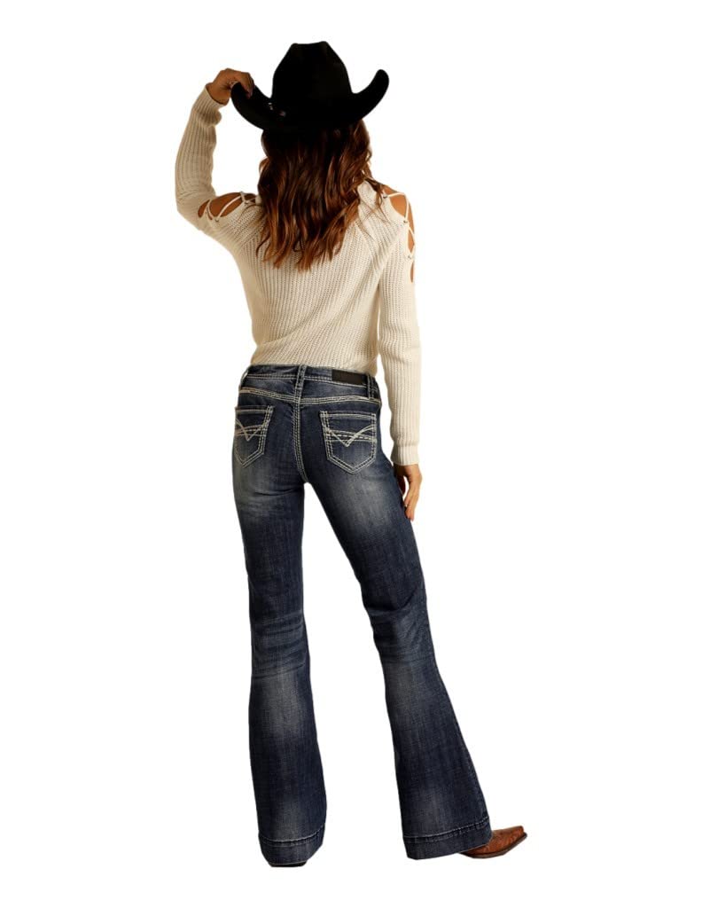 Women's Rock and Roll Cowgirl Bootcut Jeans - Vintage Western Denim Pants for Country Music Festivals & Rodeo Events