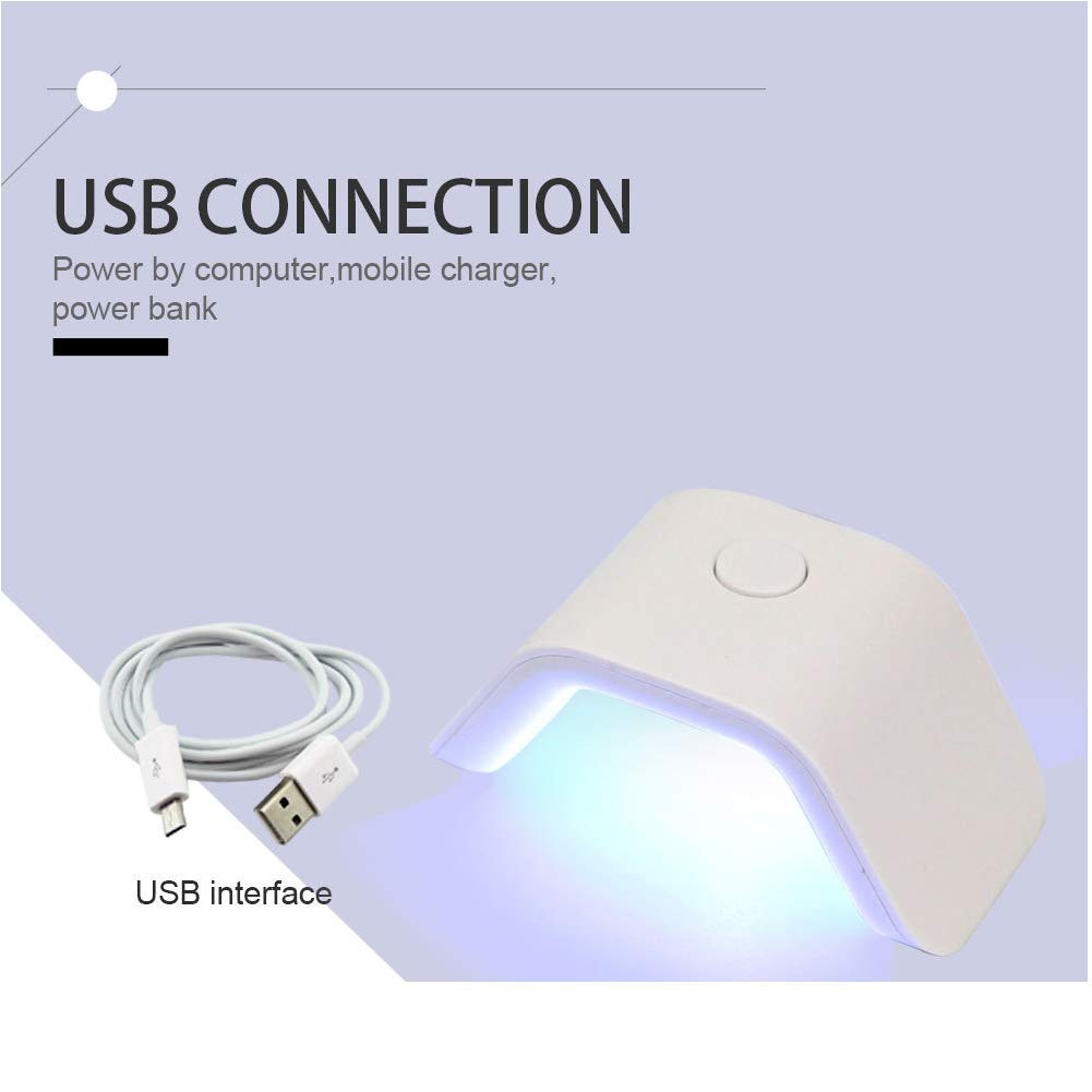 2W Portable UV LED Nail Lamp - Mini USB Nail Dryer for Gel Polish, Single Finger Nail Art, Travel & Home Manicure (White) | Perfect for DIY Nails, Salon Professionals & On-The-Go Touch Ups