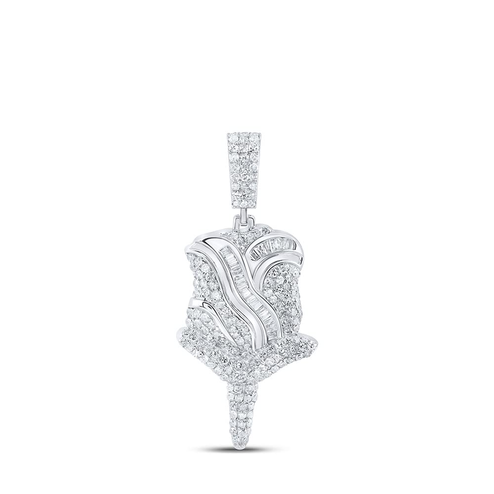 1 CTTW Sterling Silver Women's Round Diamond Rose Fashion Pendant Necklace - Elegant Gift for Anniversary, Valentine's Day & Special Occasions