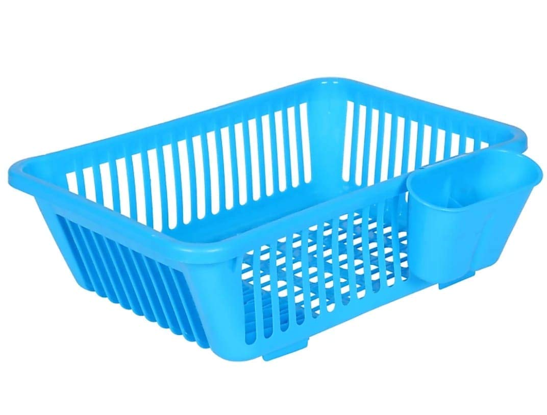 Clazkit 3-in-1 Large Plastic Kitchen Sink Dish Rack with Drainer & Drying Tray - Space Saving Dish Organizer for Utensils, Cutlery & Kitchen Tools - Perfect for Small Kitchens, Apartments & RVs (Color May Vary)