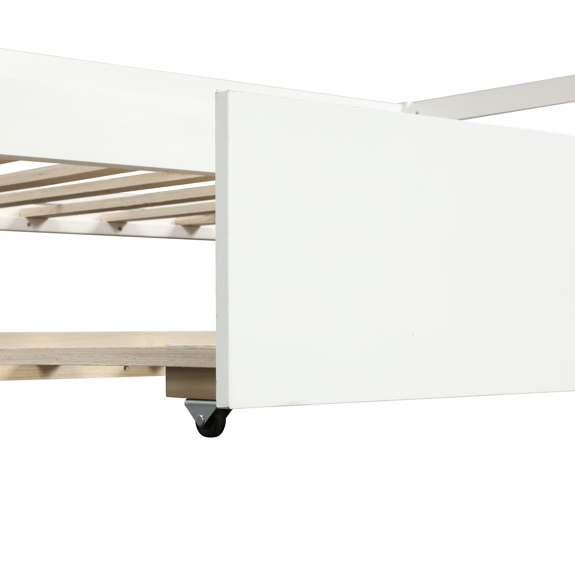 White Twin Size Daybed with Trundle Frame Set - Perfect for Guest Rooms, Dormitories & Small Spaces