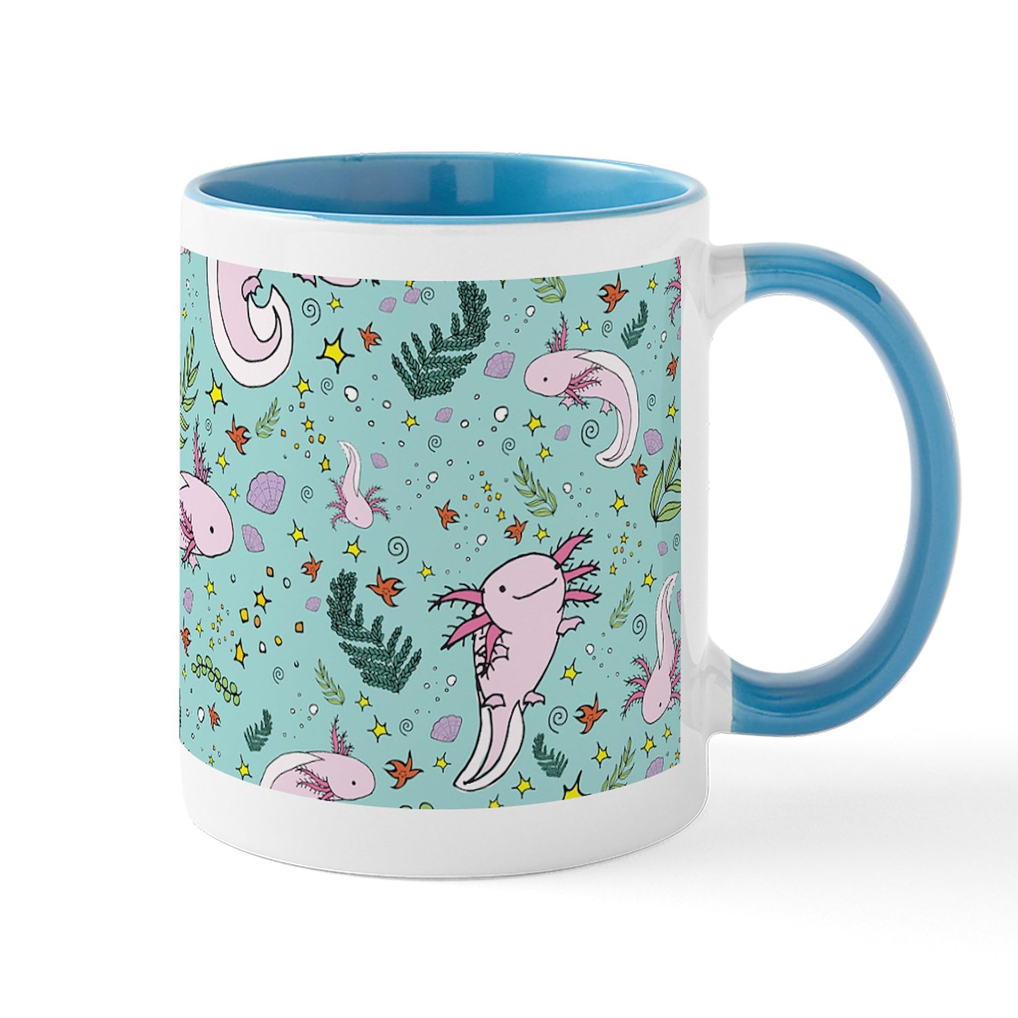 Axolotls Ceramic Coffee Mug 11 oz (325 ml) - Cute Mexican Salamander Design, Perfect for Hot & Cold Drinks - Ideal for Home, Office, or Gift Giving