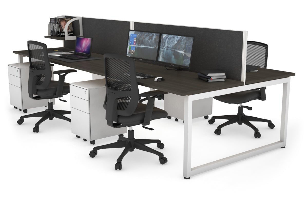 Quadro Loop Legs 4-Person Office Workstation - 1400L x 700W Modern Collaborative Desk for Team Workspaces | Perfect for Open Offices, Coworking Spaces & Conference Rooms