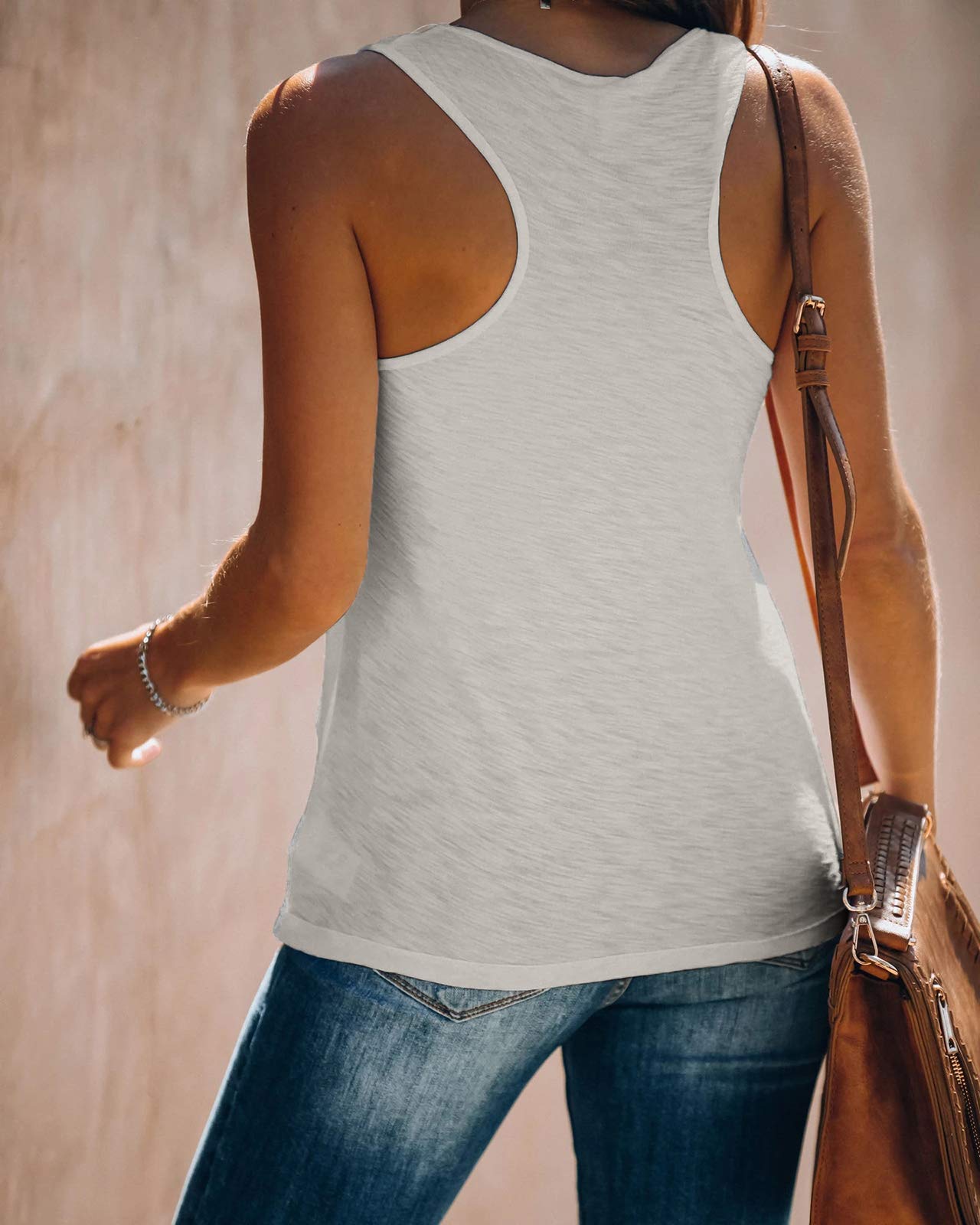 Dellytop Women's Scoop Neck Racerback Tank Tops - Summer Sleeveless Workout Camisole Tee Shirts for Yoga, Gym & Casual Wear