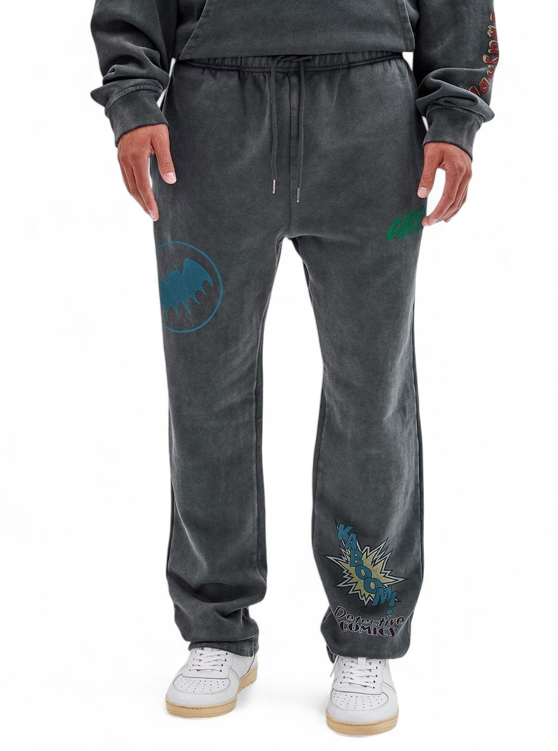 Guess Originals x Batman Black Signal Trackpants - Men's Graphic Print Joggers for Casual Wear & Superhero Fans - Perfect for Lounge, Streetwear & Comic-Con Events
