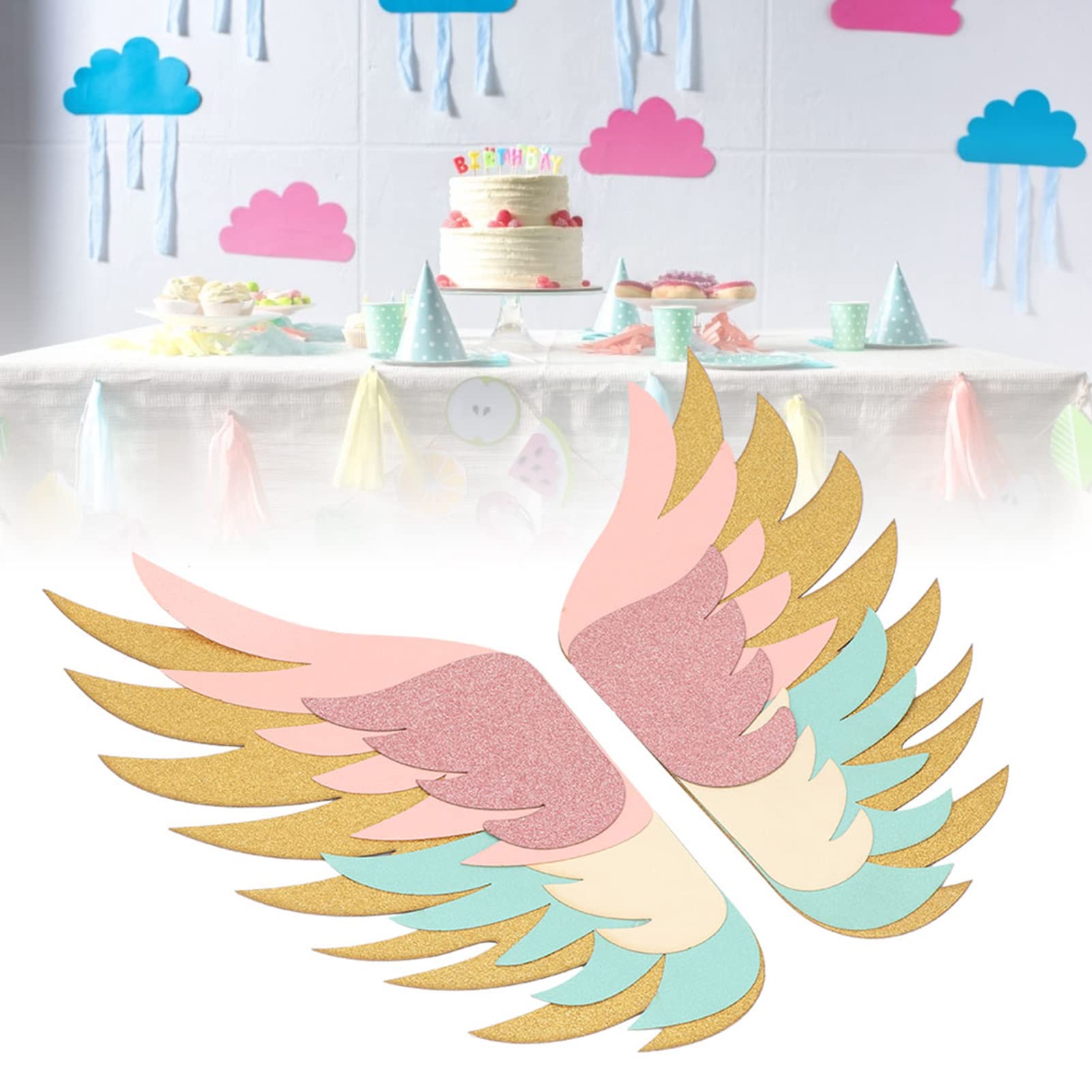 Wing Shaped Cake Topper Set - Beautiful Unique Personalized Happy Birthday Cake Decorations for Weddings & Birthdays | Elegant Cake Insert Ornament for Party Celebrations & Special Occasions