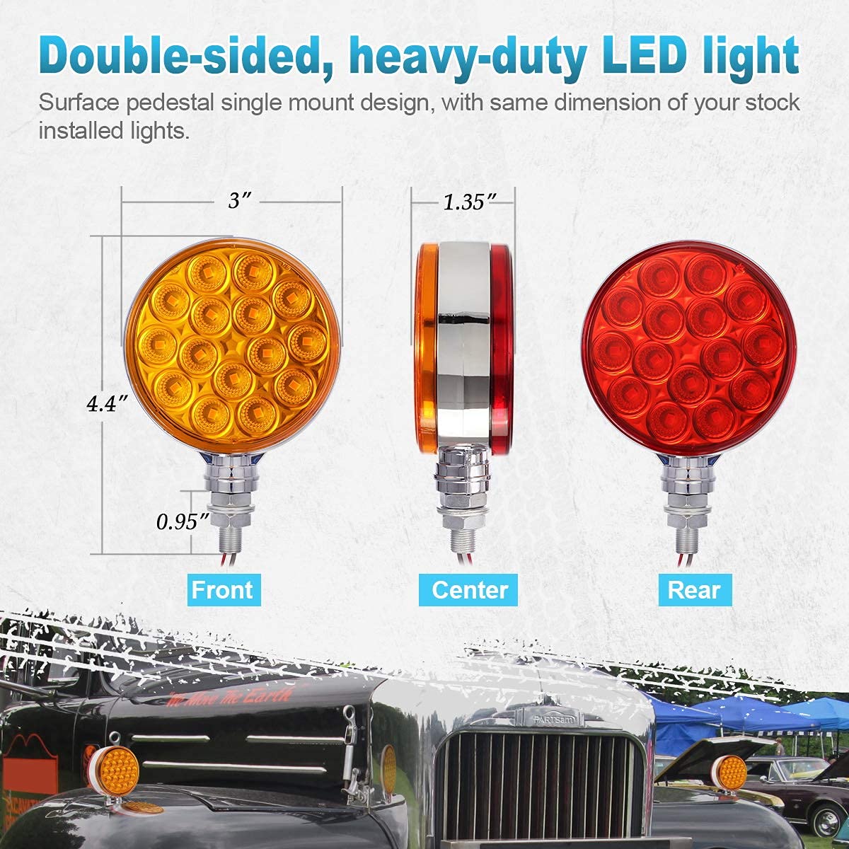 PARTSam Truck Pedestal Lights Kit - 2Pcs 4