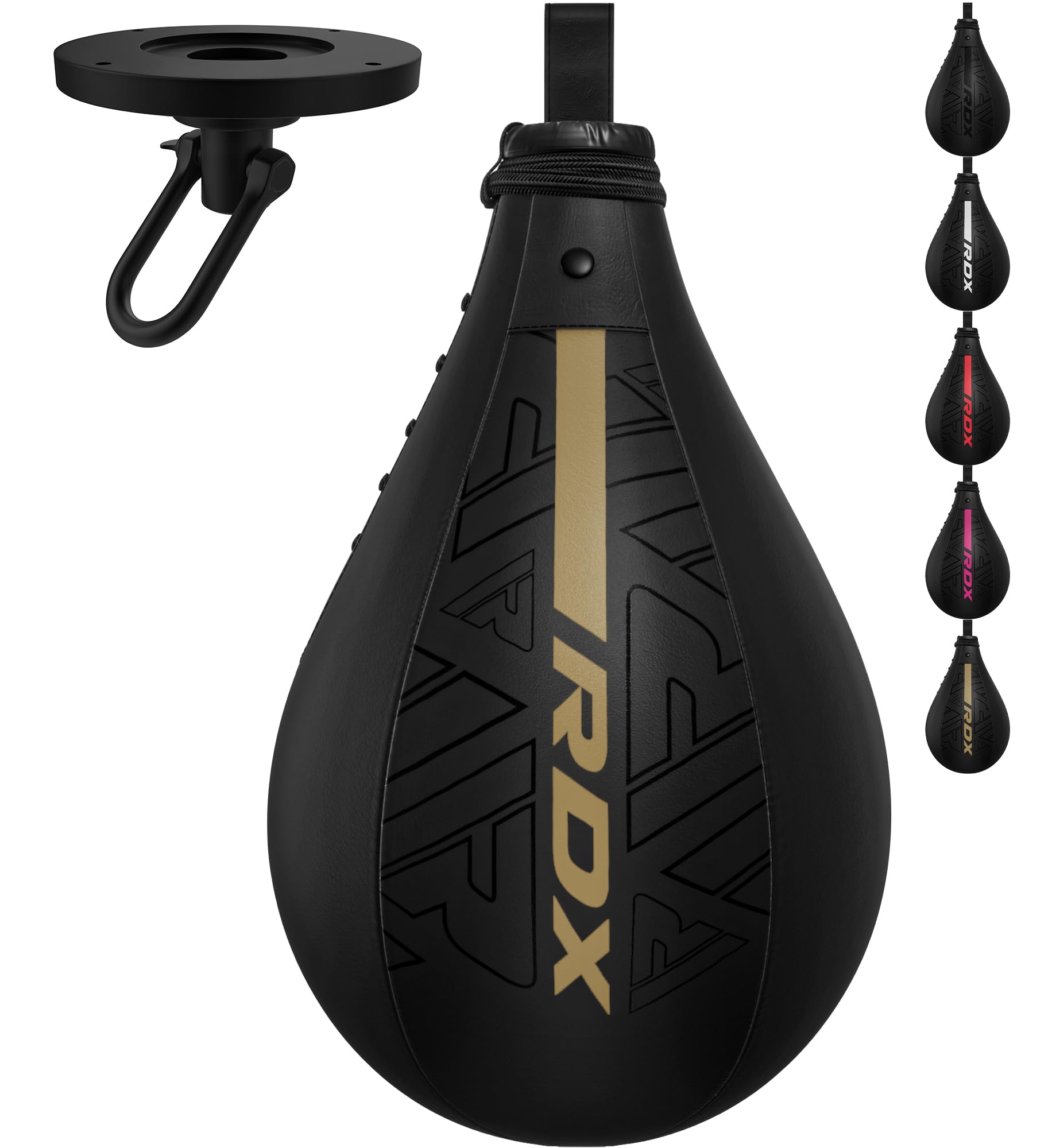 RDX Speed Bag Boxing Ball and Swivel Set - Premium Maya Hide Leather Punching Bag with Extra Bladder for MMA, Muay Thai, Boxing Training - Perfect for Home Gym, Martial Arts, Kickboxing & Fitness Workouts - Enhance Speed, Agility & Striking Skills