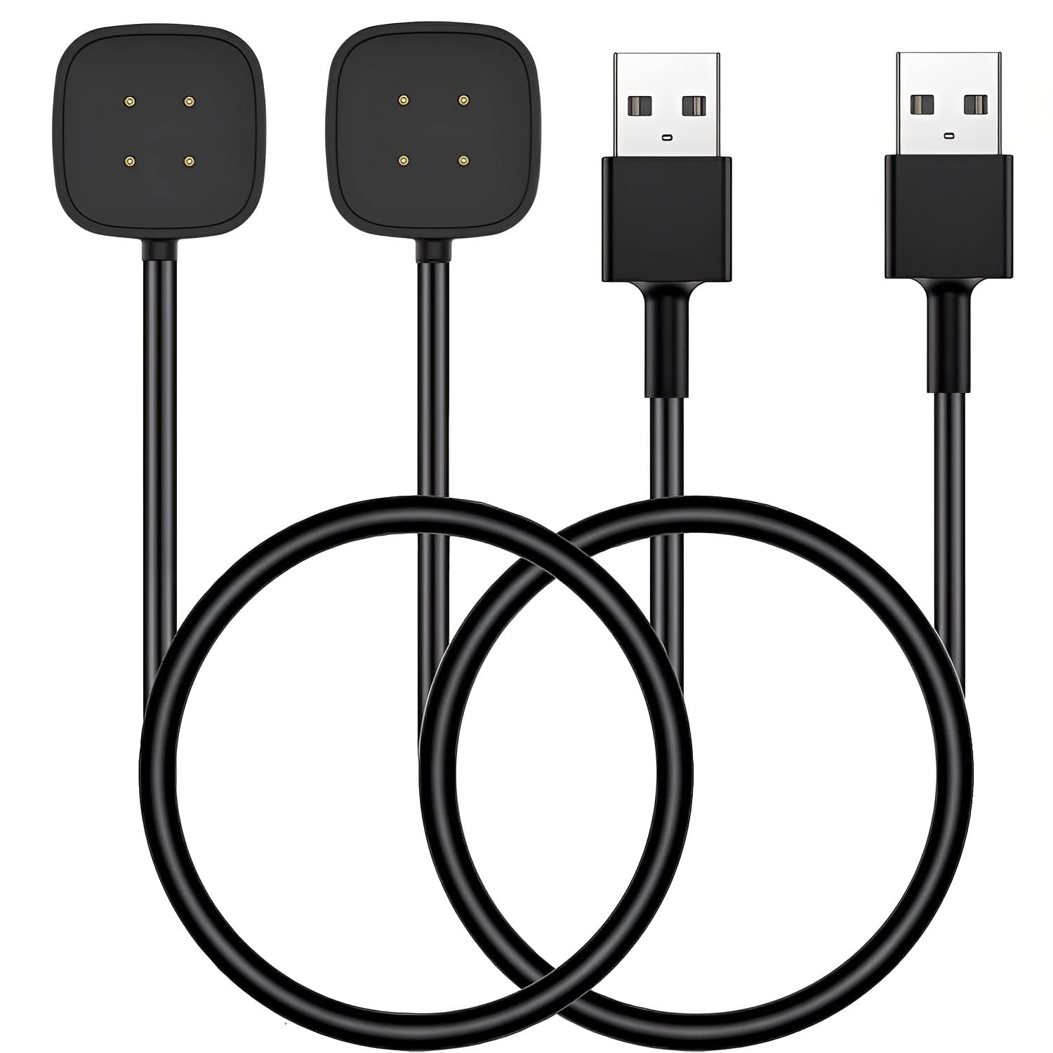 Premium Fitbit Versa 4/Sense/Versa 3/Sense 2 Charger (2-Pack) - 3.3Ft Magnetic Charging Cable with Strong Dock Stand - Perfect for Home, Office & Travel Use