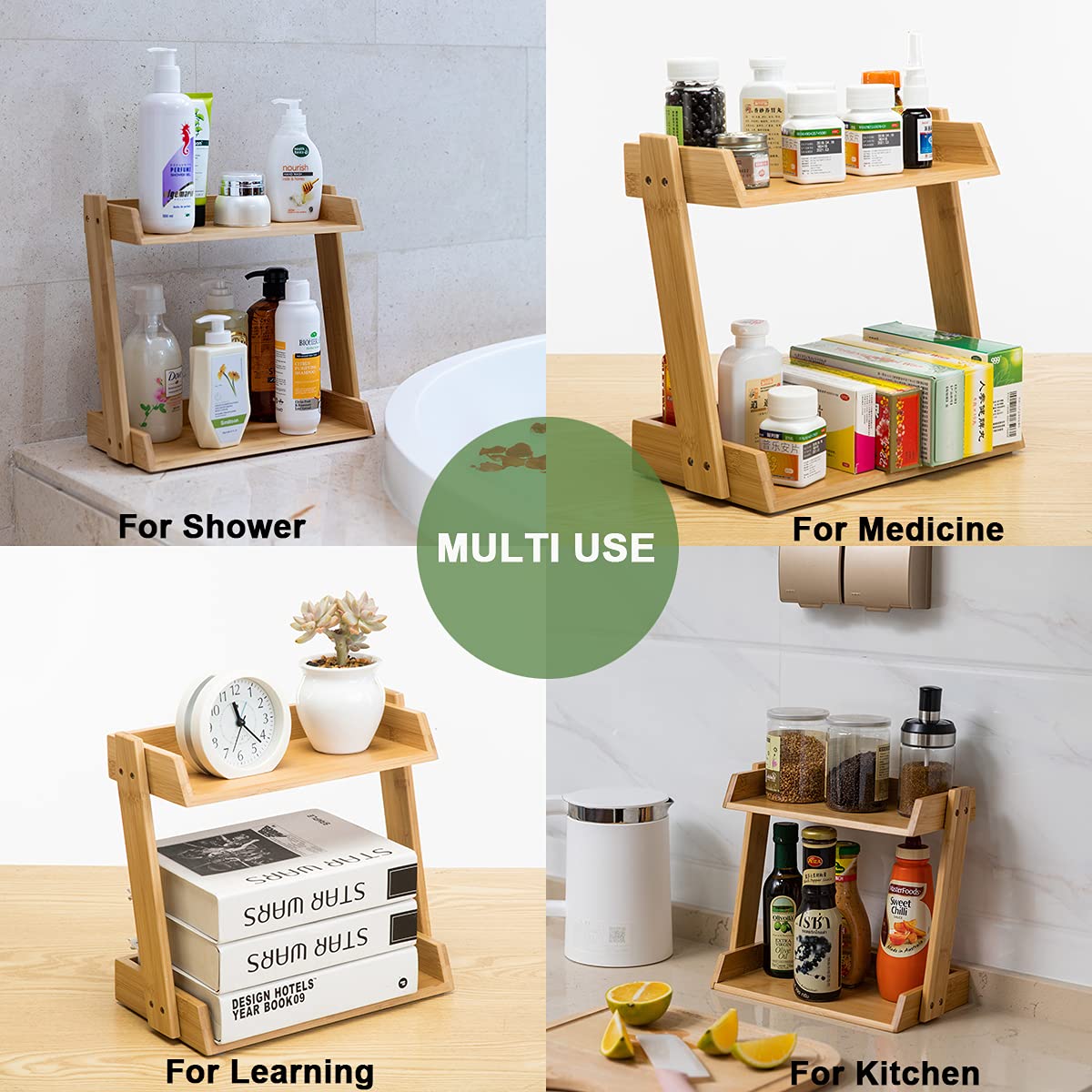 Bamboo Vanity Organizer for Skincare & Cosmetics - Countertop Makeup Perfume Storage Tray - Perfect for Bathroom, Bedroom, and Dressing Table Organization
