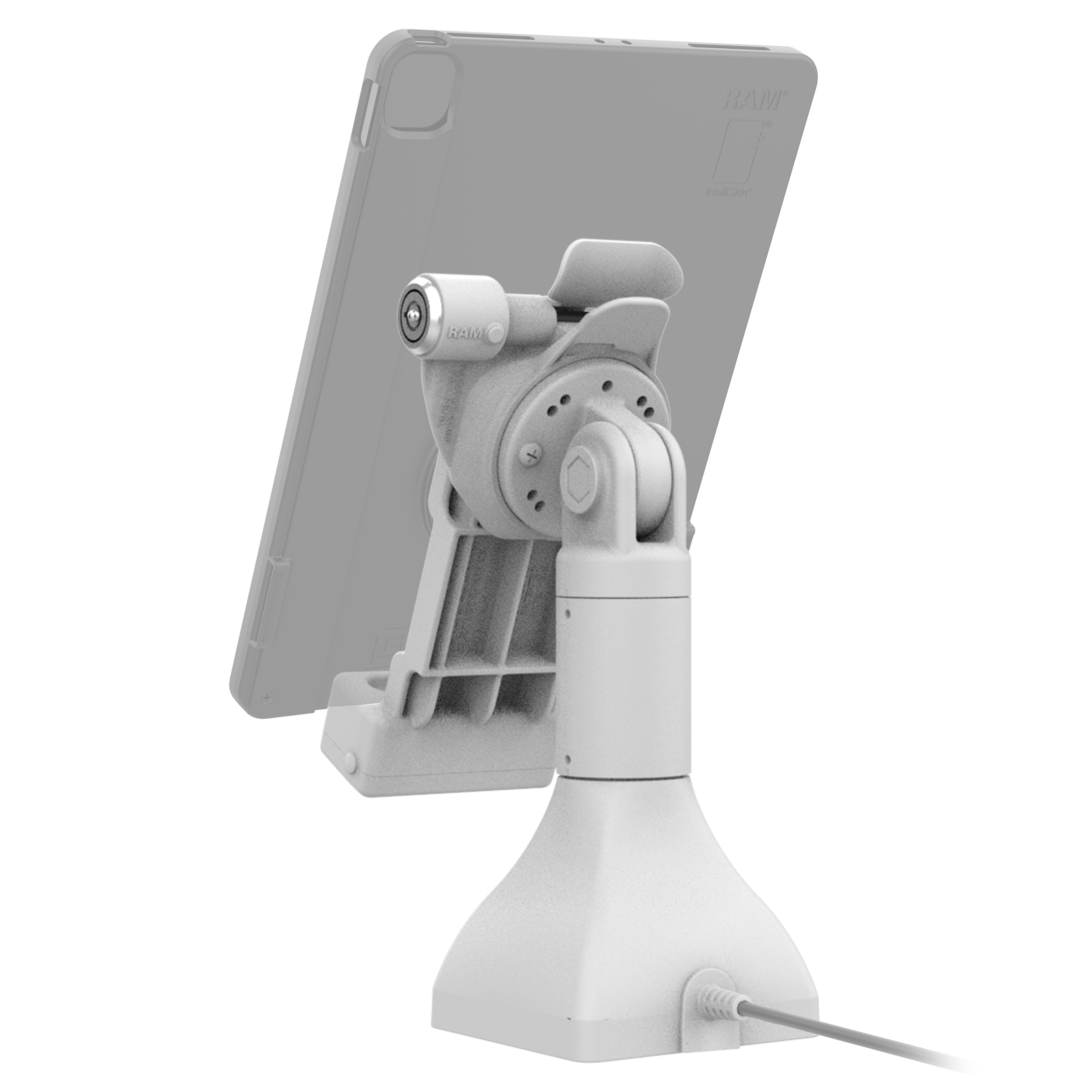 GDS® Uni Conn™ 7 Locking Pedestal Dock with PoE - Gray (RAM GDS DOCKLR D11 7 U1E GRY) | Secure Network Connectivity for Offices, Data Centers & Industrial Environments