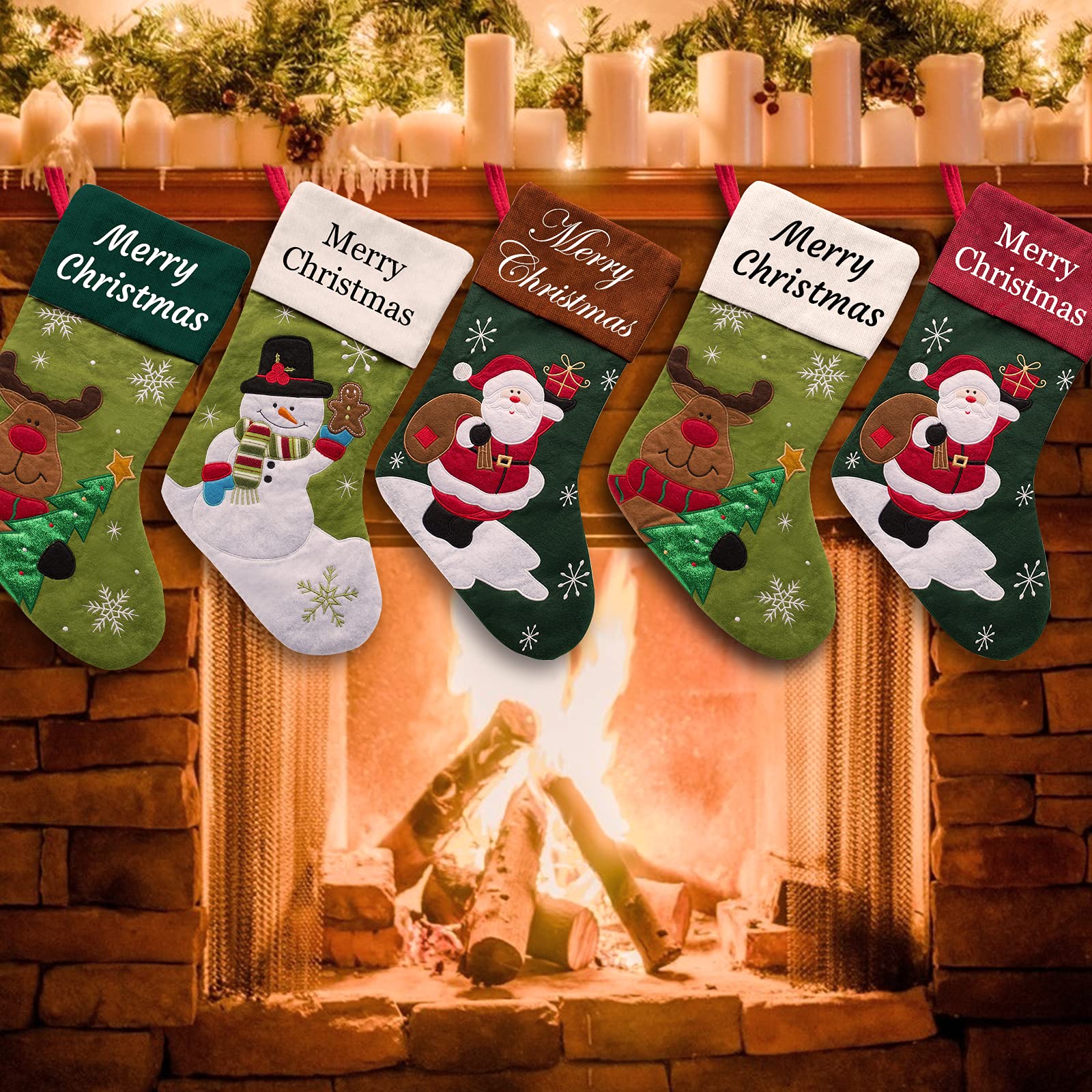 Personalized Christmas Stockings with Names - Custom Holiday Stockings for Family & Friends (1, 2, 3, 4, 5, 6 Pack) - Festive Home Decor for Christmas Tree, Fireplace Mantel & Holiday Gifting