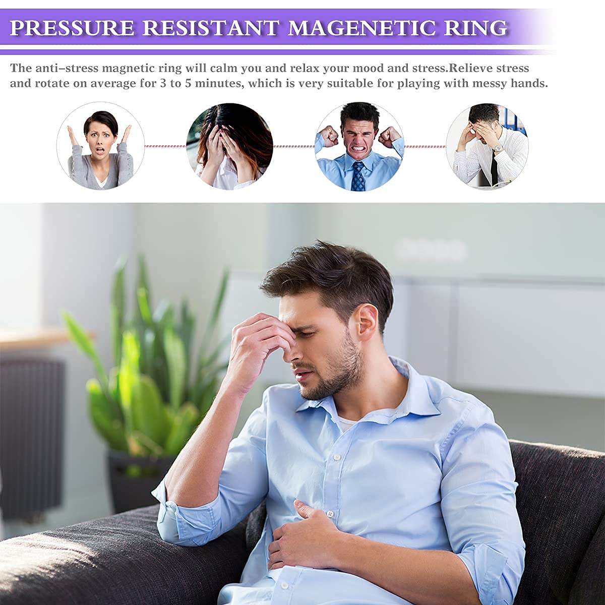 Magnetic Fidget Rings Set of 3 - Stress Relief Toys for Adults & Kids, Anxiety Reducer, Finger Decompression Spinner - Perfect for Office, Classroom, Travel and ADHD Focus Training