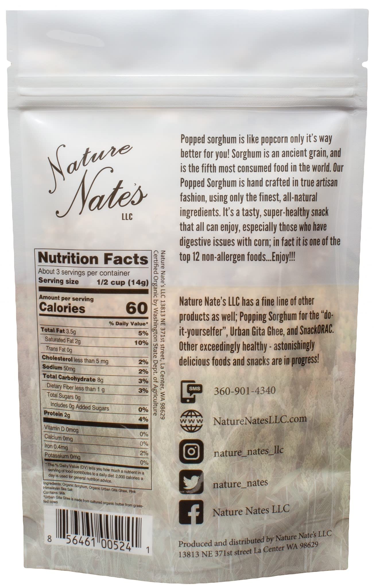 Organic Ghee Butter Popped Sorghum Snacks - Keto, Gluten-Free, Healthy, Non-GMO, Made in USA - 1.7oz (6-Pack) - Perfect for Movie Nights, Road Trips & Office Snacking
