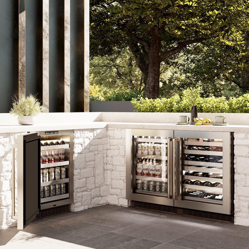 ZLINE 24 Inch Stainless Steel Beverage Cooler with Glass Door - 151 Can Capacity, Touchstone Series (RBSO-GS-24) - Perfect for Home Bars, Offices, and Entertaining Spaces