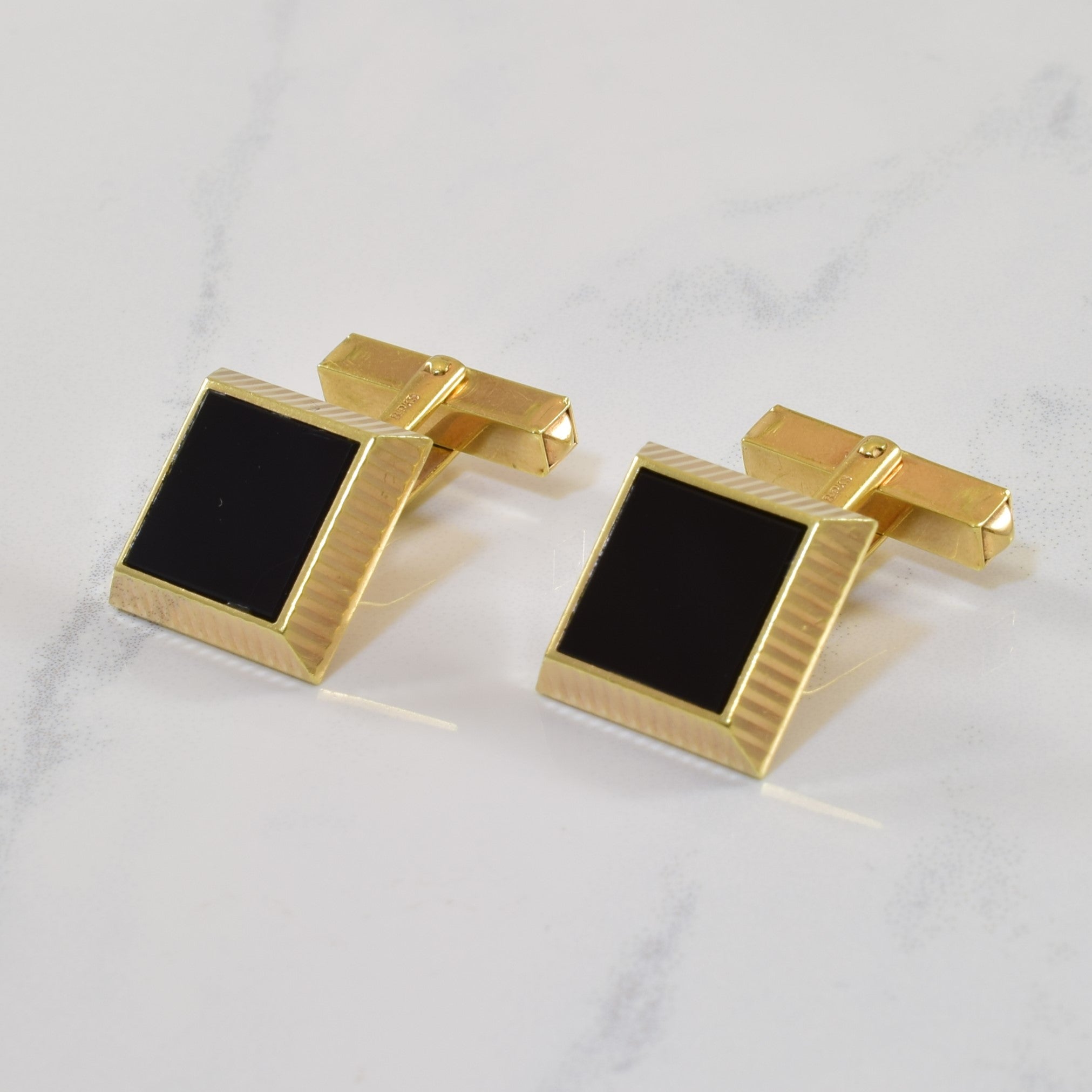 Vintage Onyx Cufflinks for Men - 6.00ctw Genuine Black Onyx Stone - Perfect for Weddings, Business Meetings & Formal Events