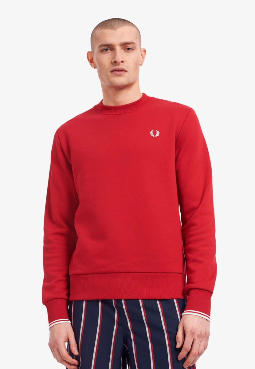 Fred Perry Men's Classic Crew Neck Sweatshirt | Casual Cotton Pullover for Everyday Wear | Perfect for Streetwear, Gym & Lounge