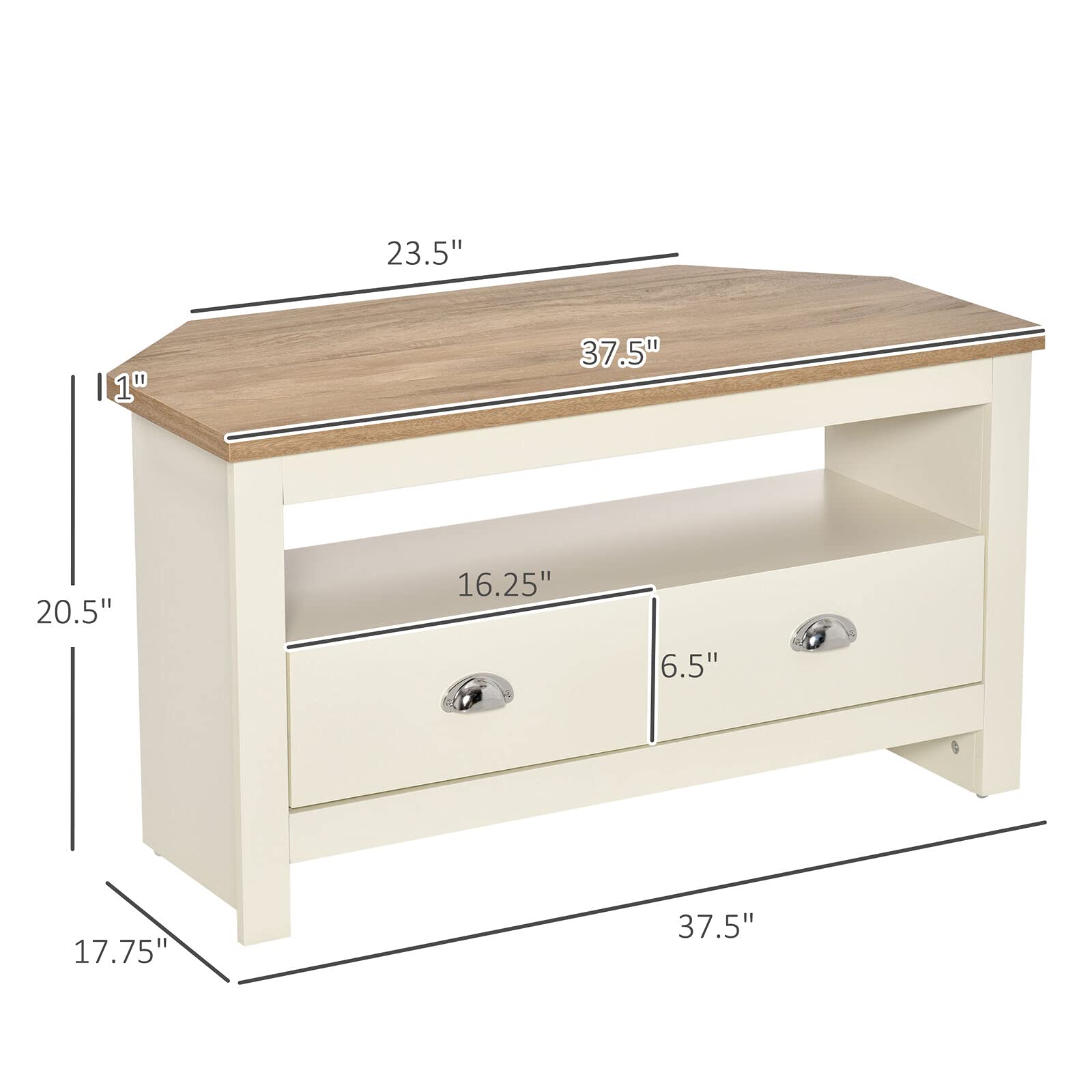 Modern TV Stand Cabinet Corner Unit for 50 Inch TVs - Sturdy Durable Design with Storage Drawers & Shelves - Perfect for Living Room, Bedroom, or Home Theater Setup