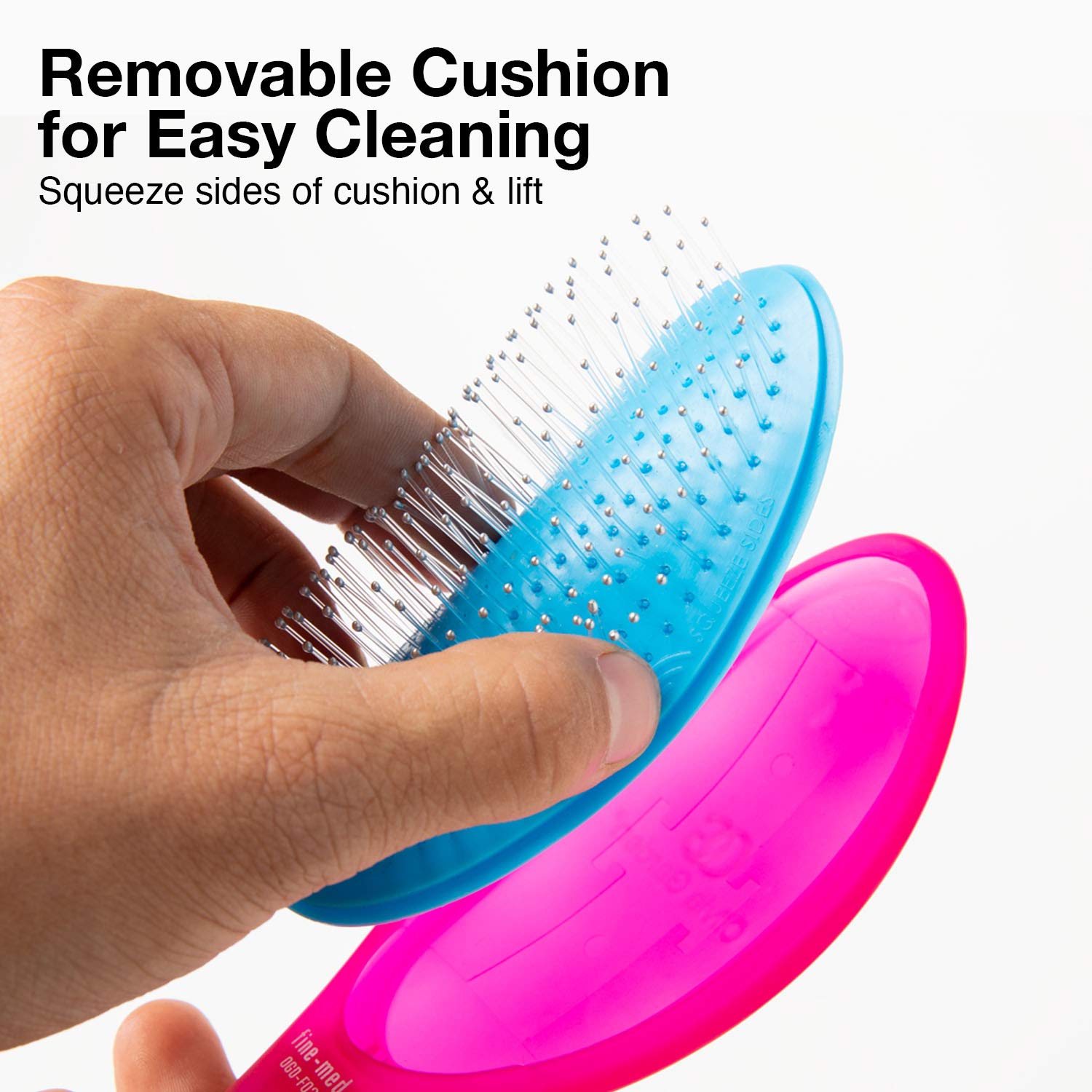 Olivia Garden Detangling Brush - Removable Cushion for Easy Cleaning & Scalp Massage - Perfect for Wet/Dry Hair - Men, Women & Kids - Home & Travel Use