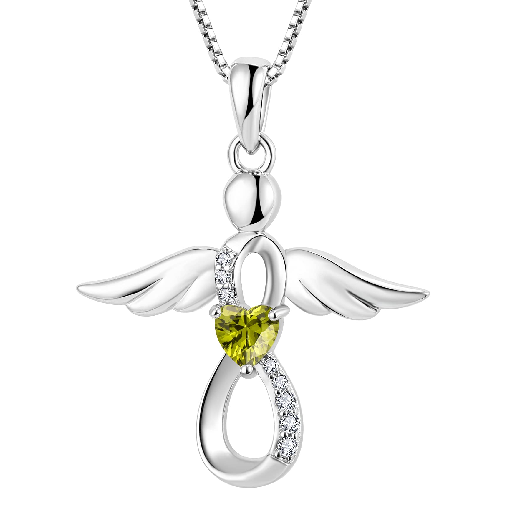 Guardian Angel Necklace for Women - 925 Sterling Silver Infinity Pendant with Birthstone, Personalized Jewelry Gift for Mom, Wife, Daughter | Perfect for Birthday, Anniversary, Christmas & Everyday Wear