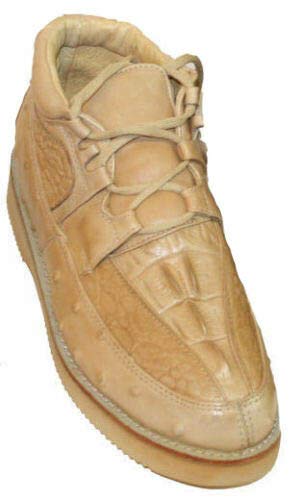 Genuine Cowhide Men's Western Boots with Crocodile/Ostrich Print - Comfortable Lace-Up Shoes for Country Dancing, Rodeo & Casual Wear