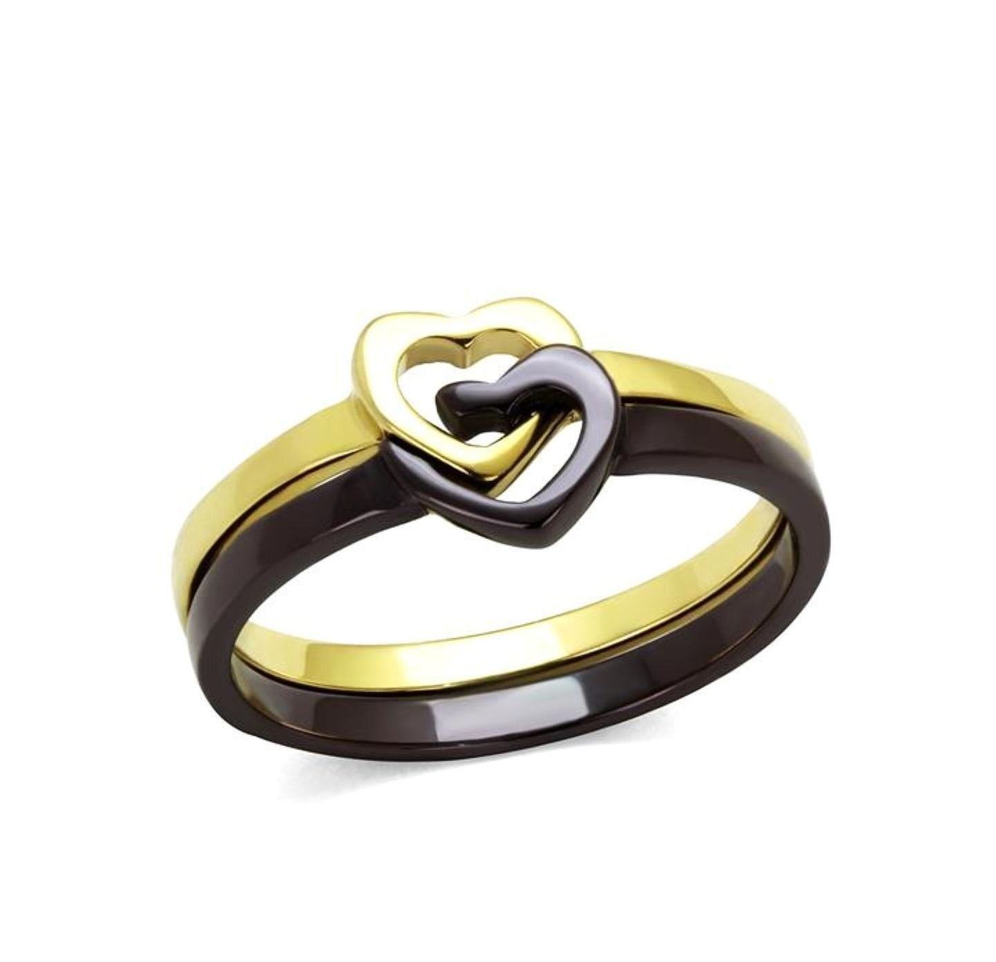 Interlocking Hearts Stackable Designer Ring - Stainless Steel Jewelry for Women, Couples & Gifts | Perfect for Anniversaries, Weddings & Valentine's Day